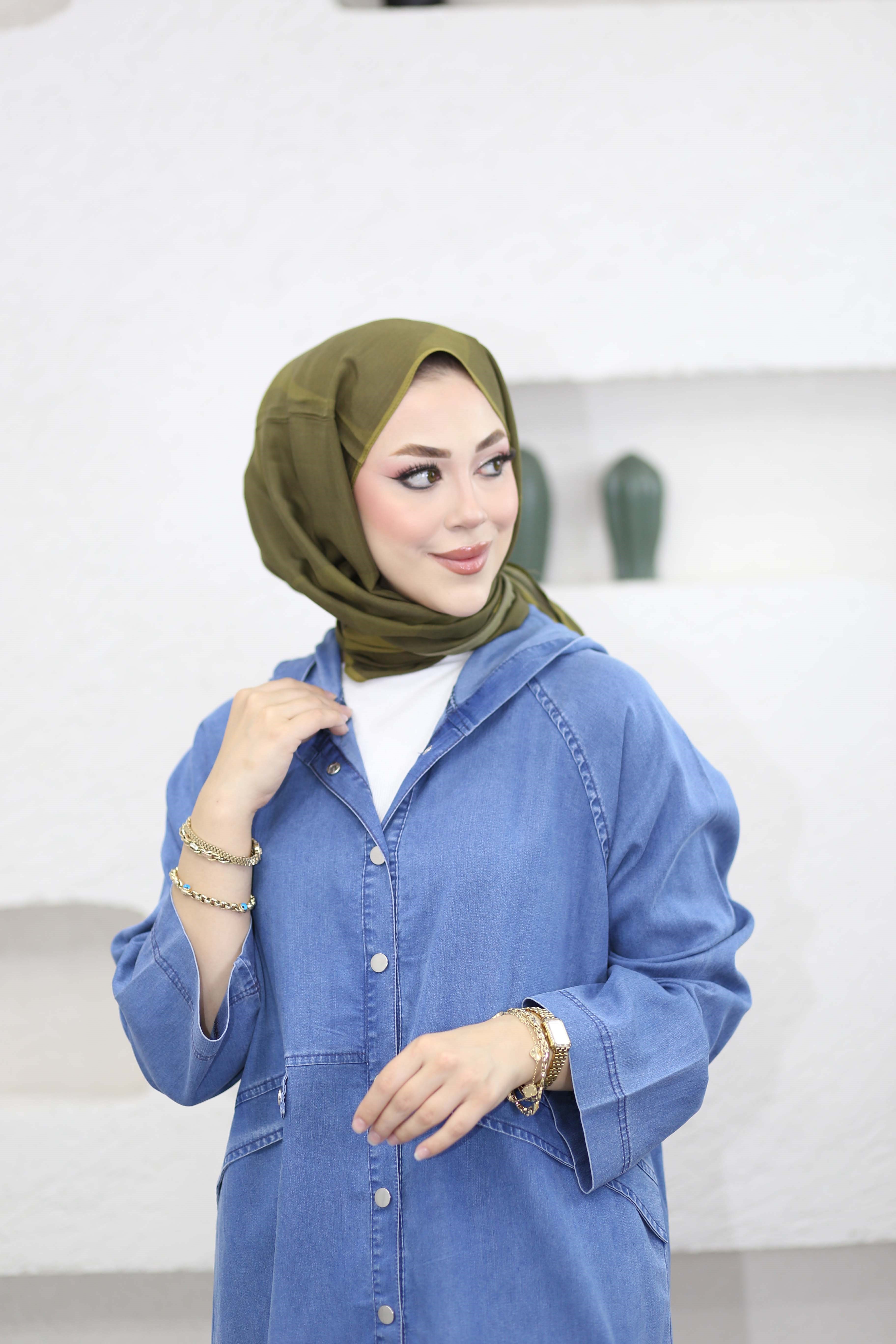 Çıtçıtlı Tencel Kap Açık Mavi 6546