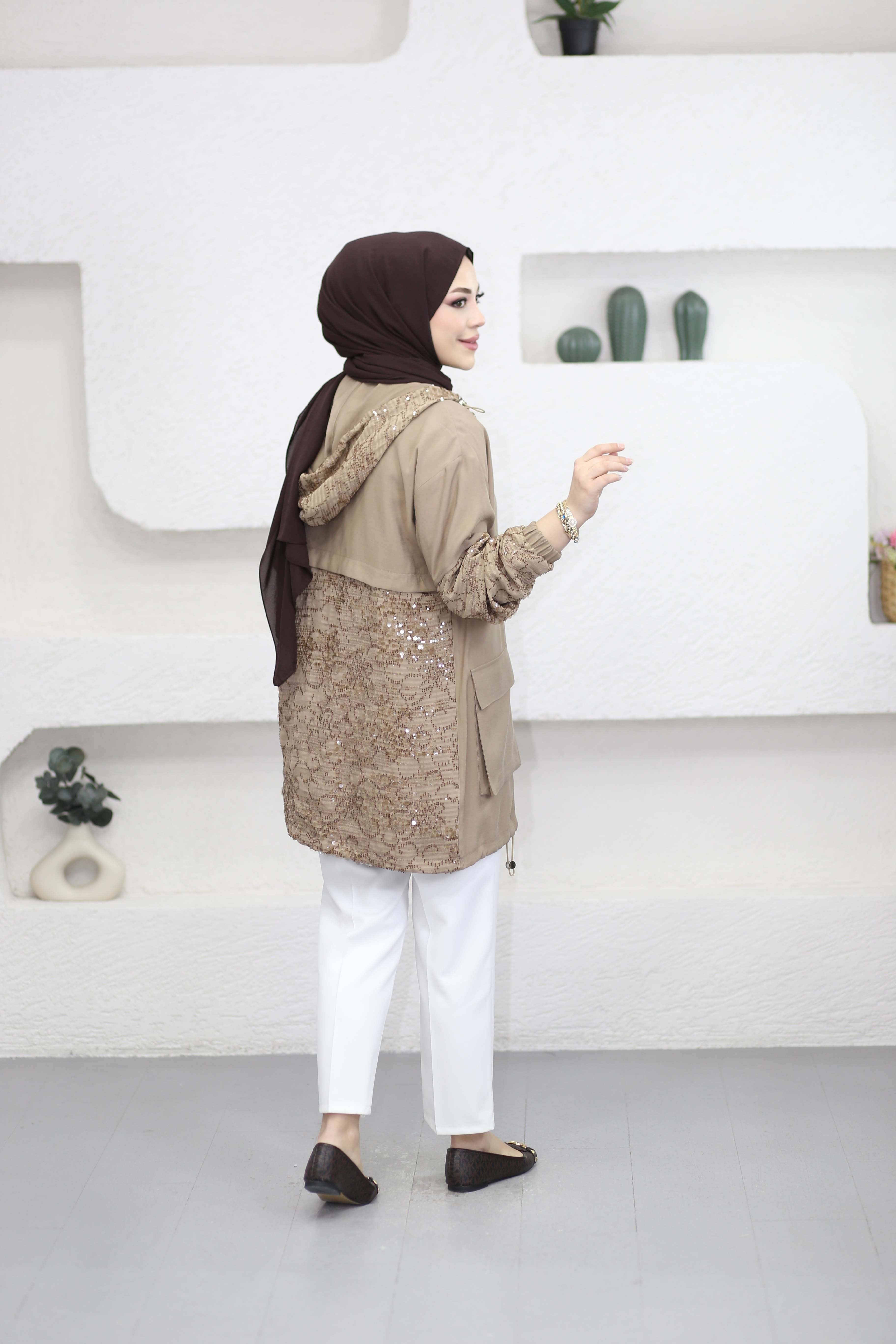 Payet Detaylı Kap Camel 1532