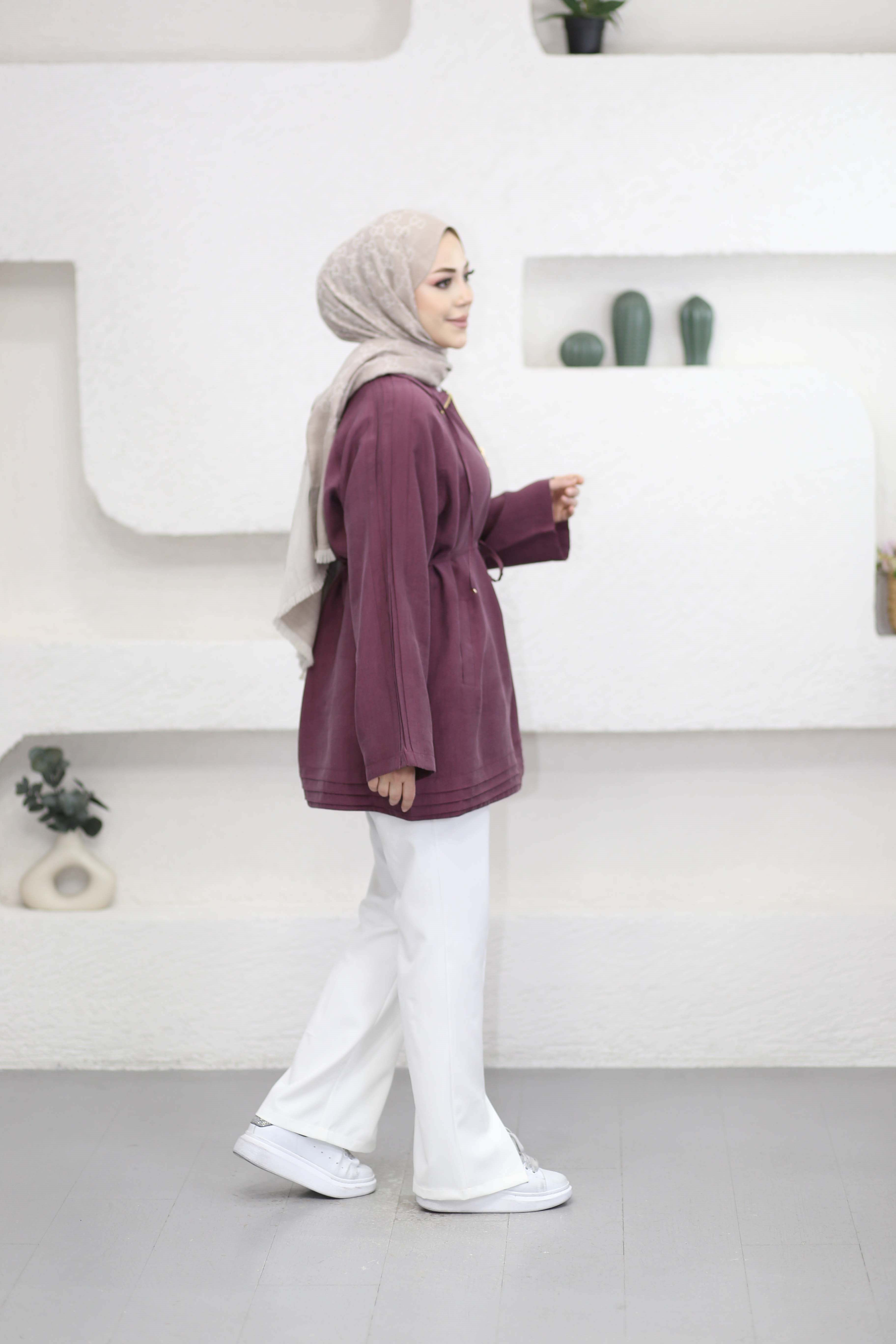 Yaka Bağcıklı Kap Mürdüm 6451