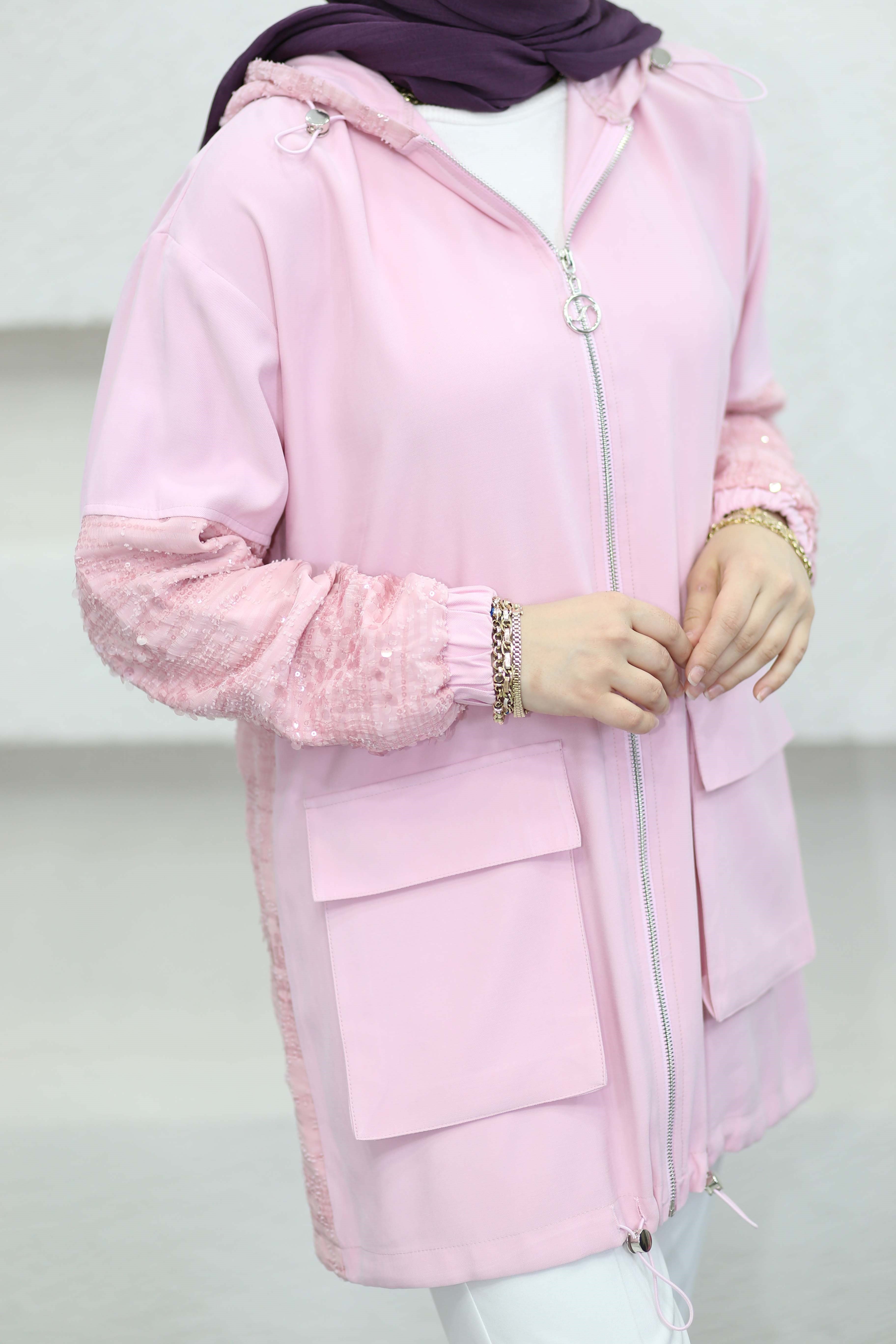 Payet Detaylı Kap Şeker Pembe 1532