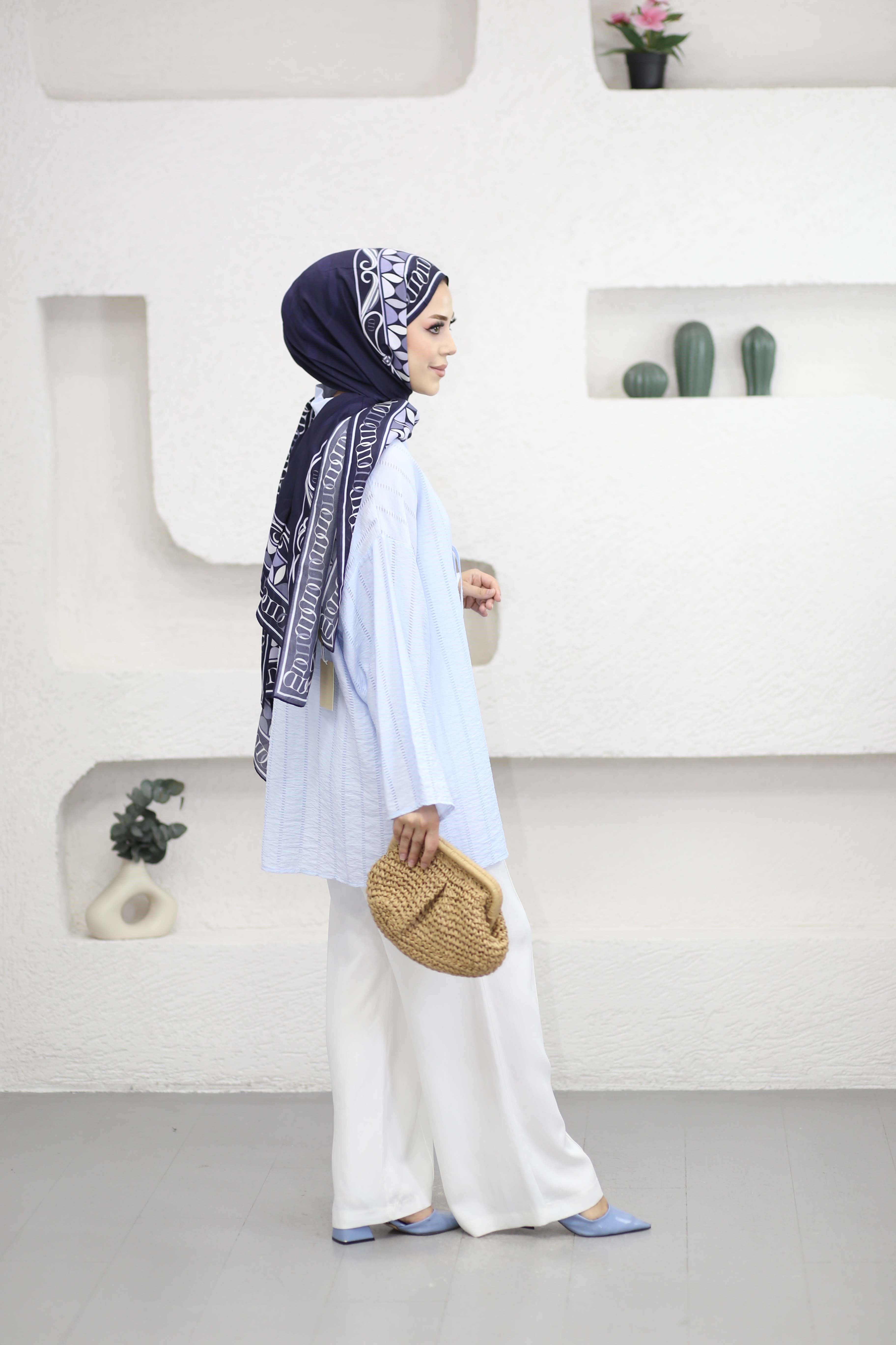 Düğme Bağcıklı Kimono Mavi 1185