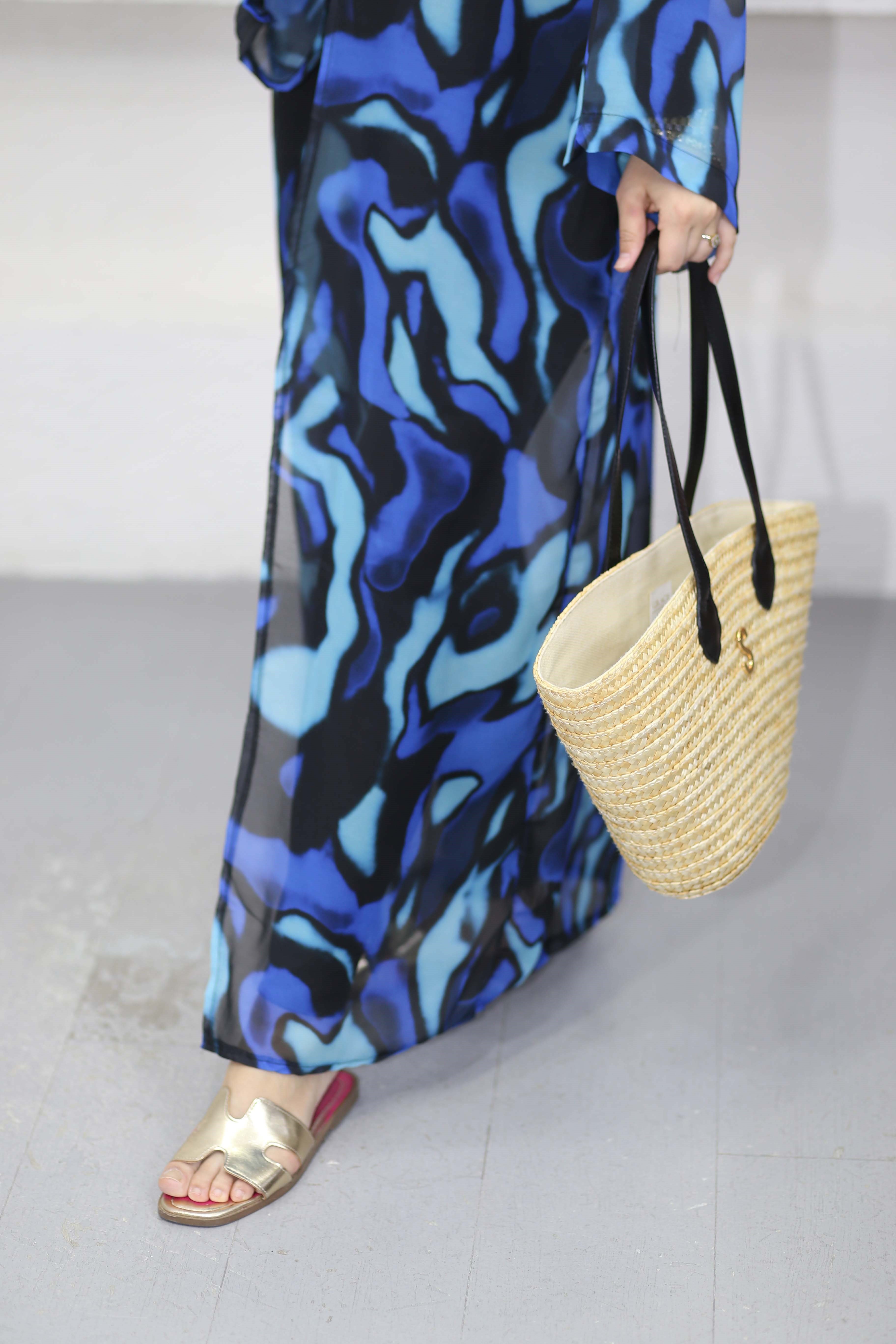 Desenli Kimono Saks 0002