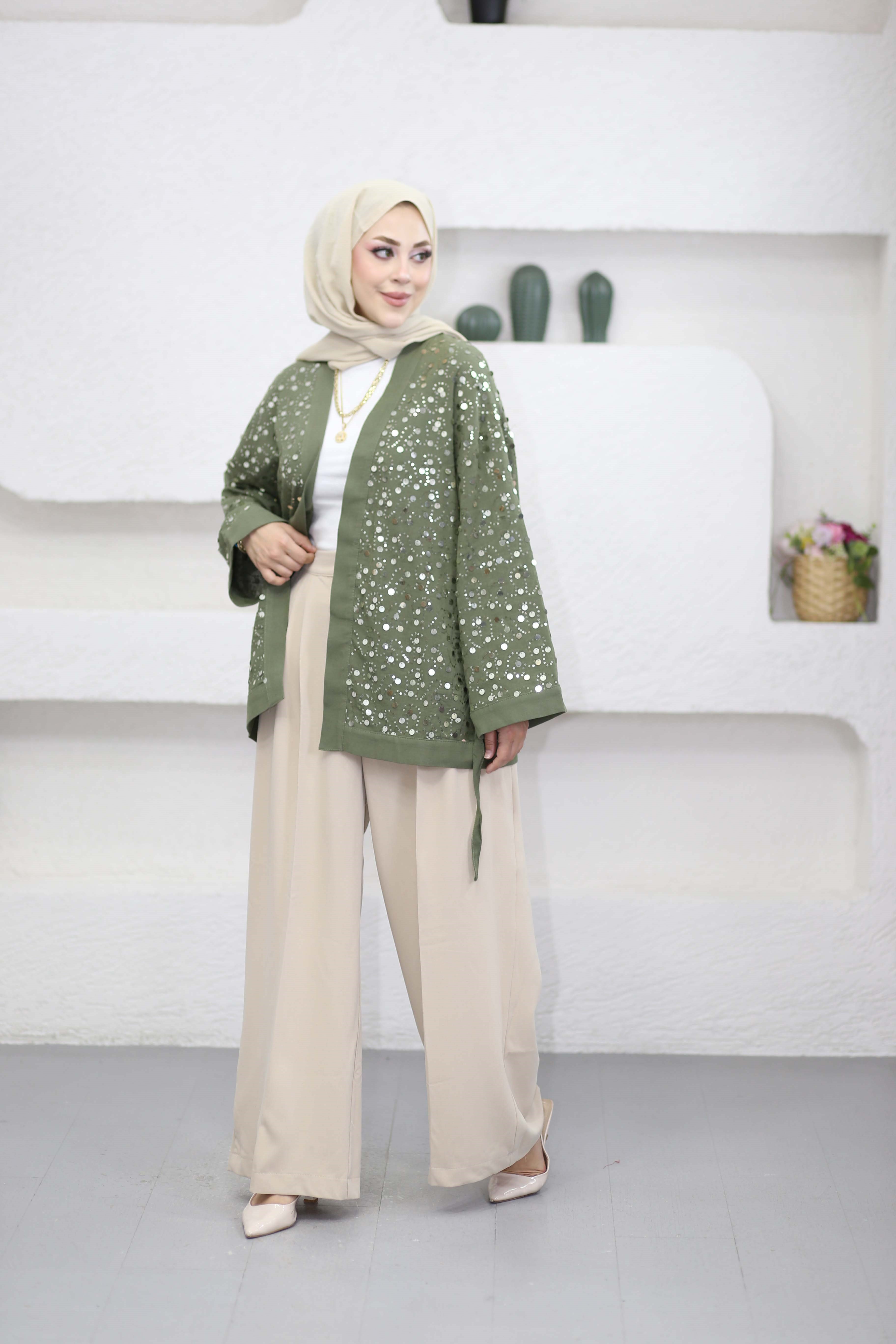 Payetli Kimono Haki 1669