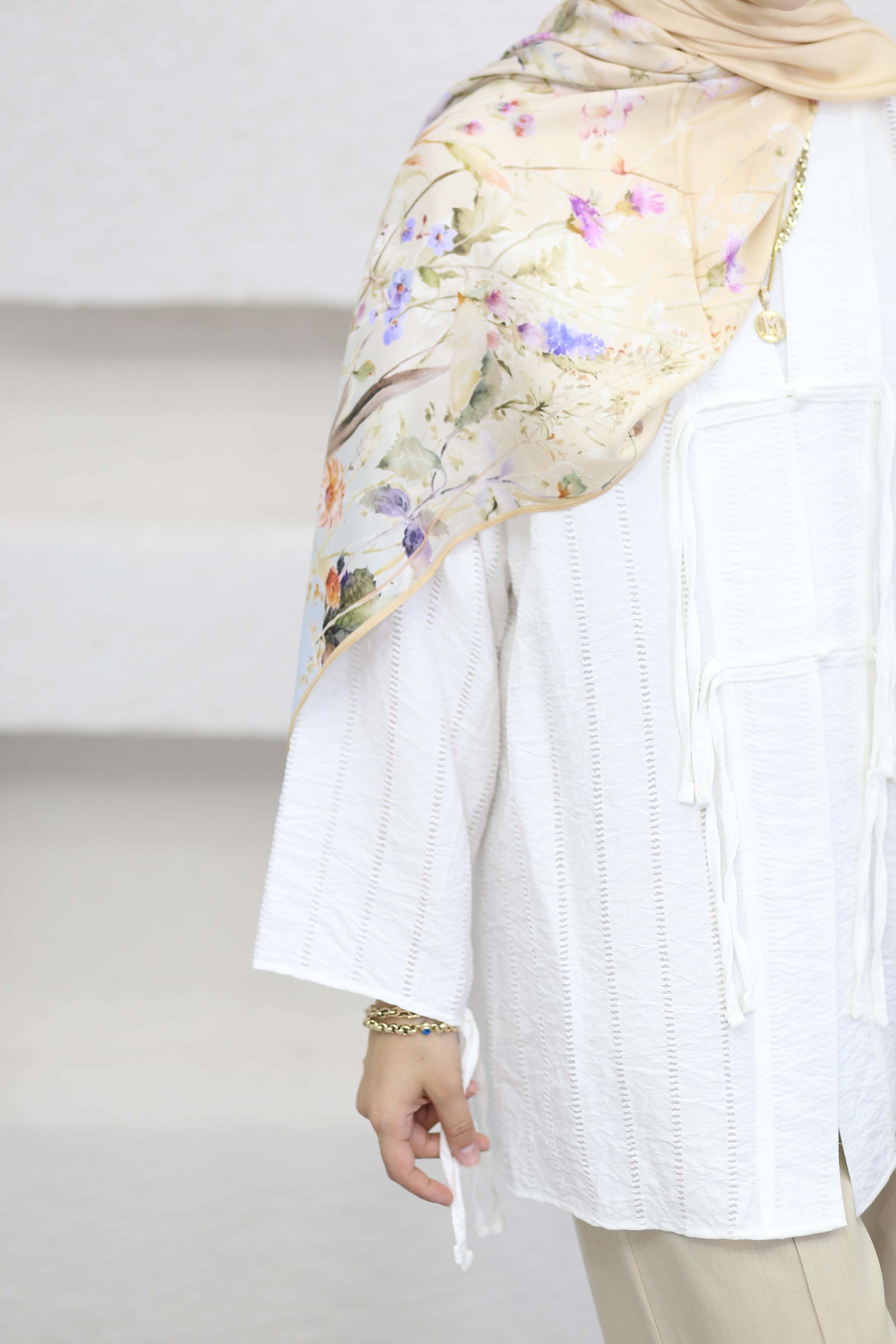 Düğme Bağcıklı Kimono Beyaz 1185