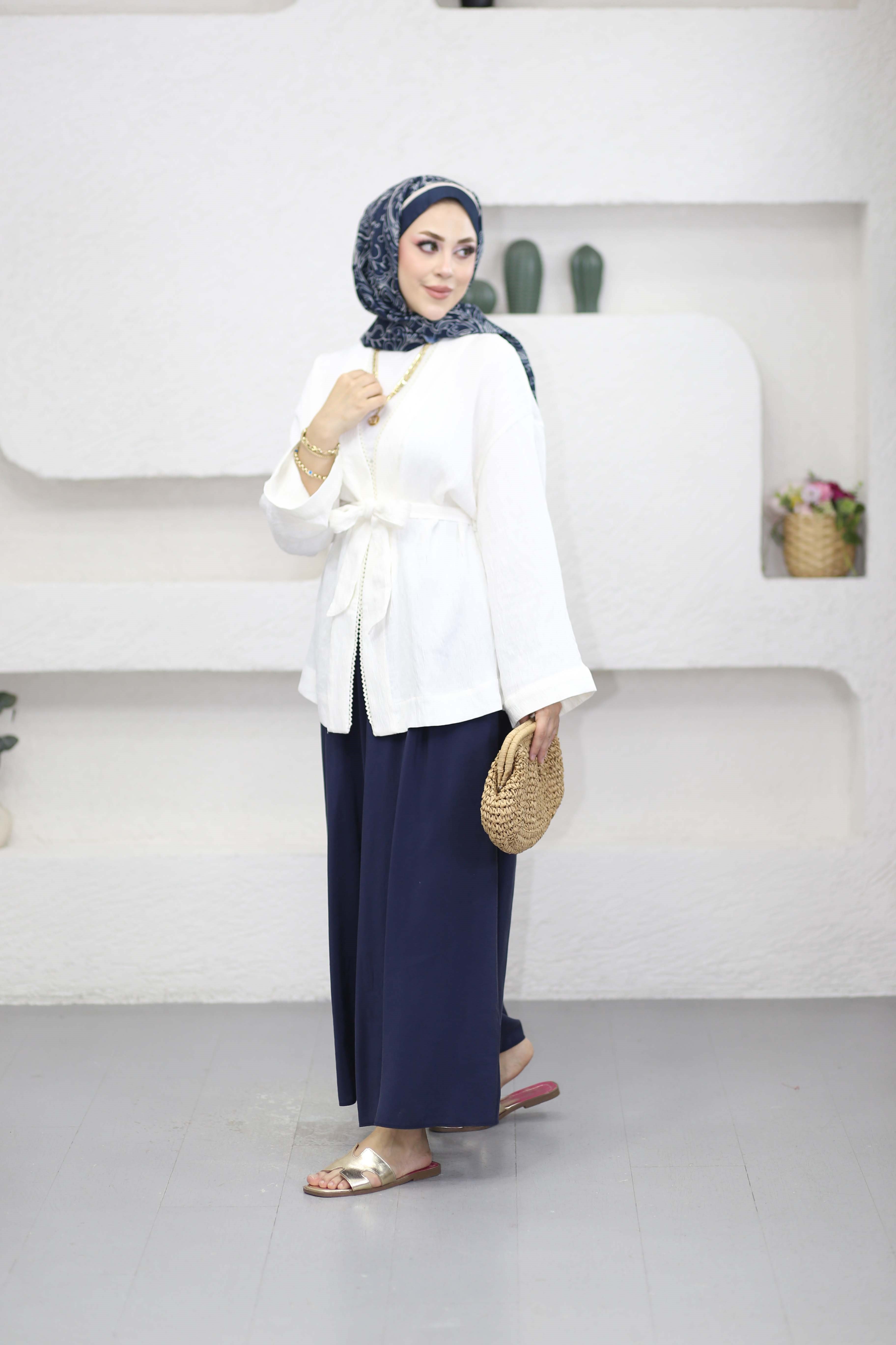 Biyeli Kimono Beyaz 2248