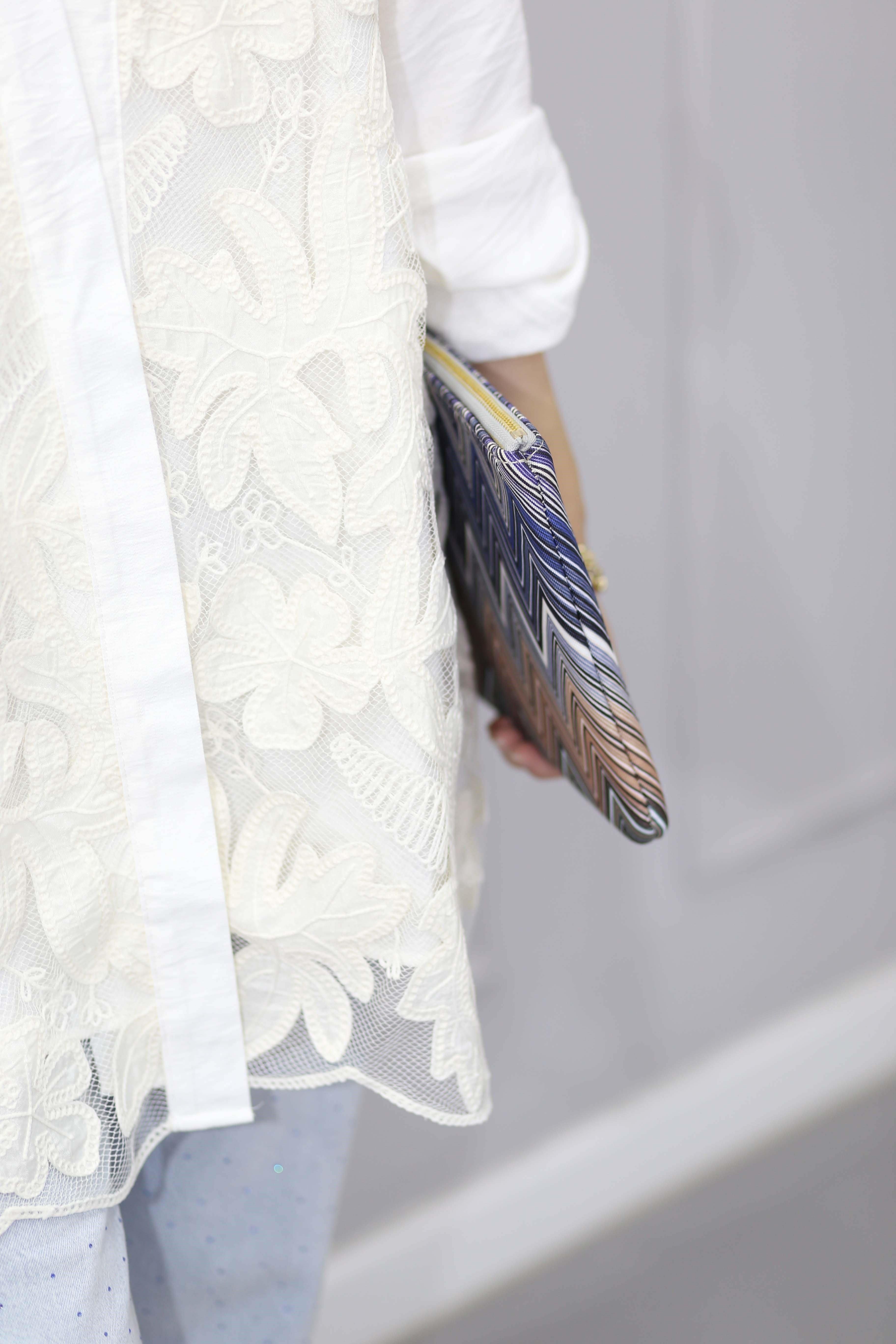 Güpür Çiçek Desenli Kimono Beyaz 26111