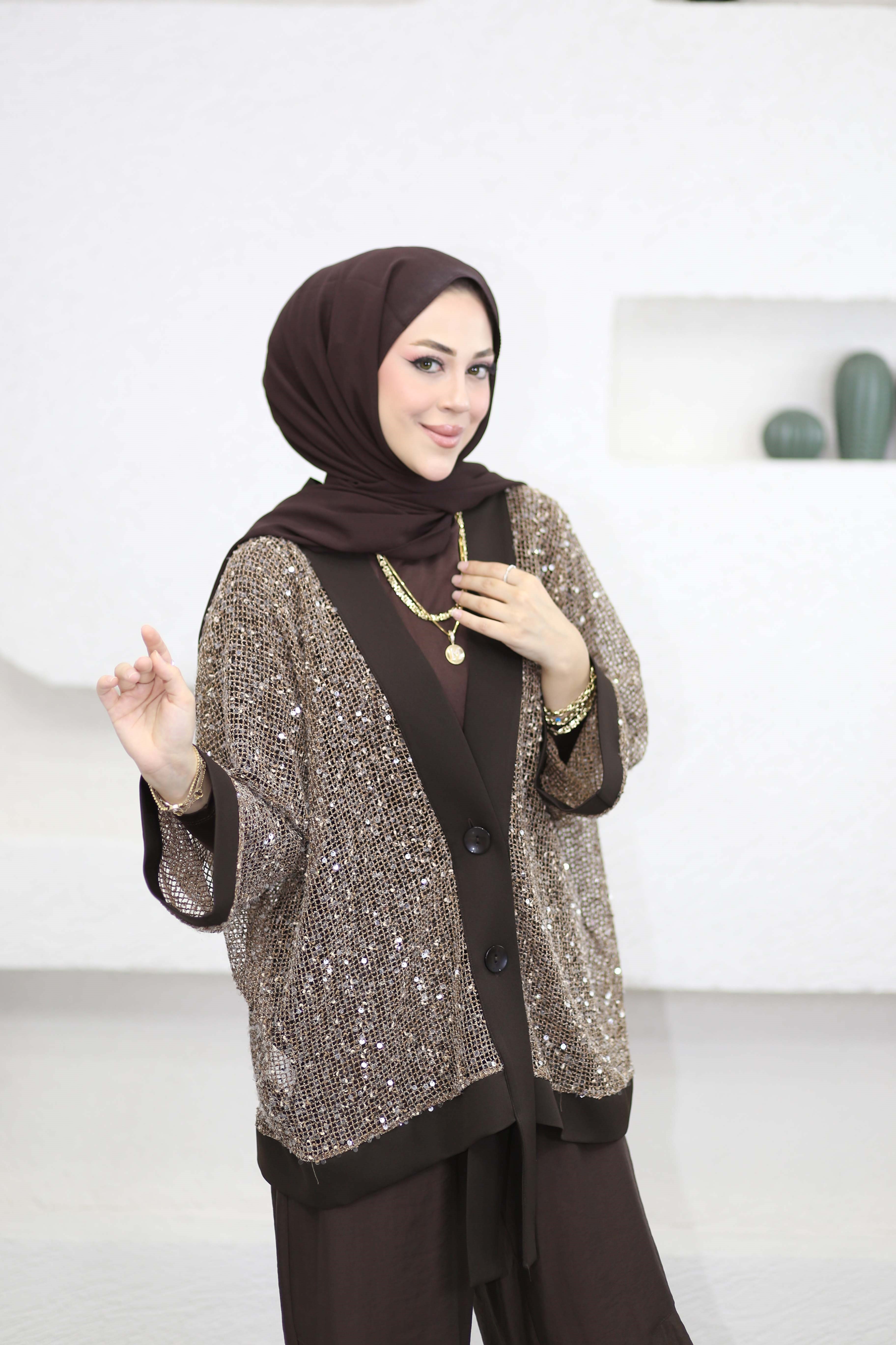 Pulpayet Detaylı Kimono Kahverengi 1295