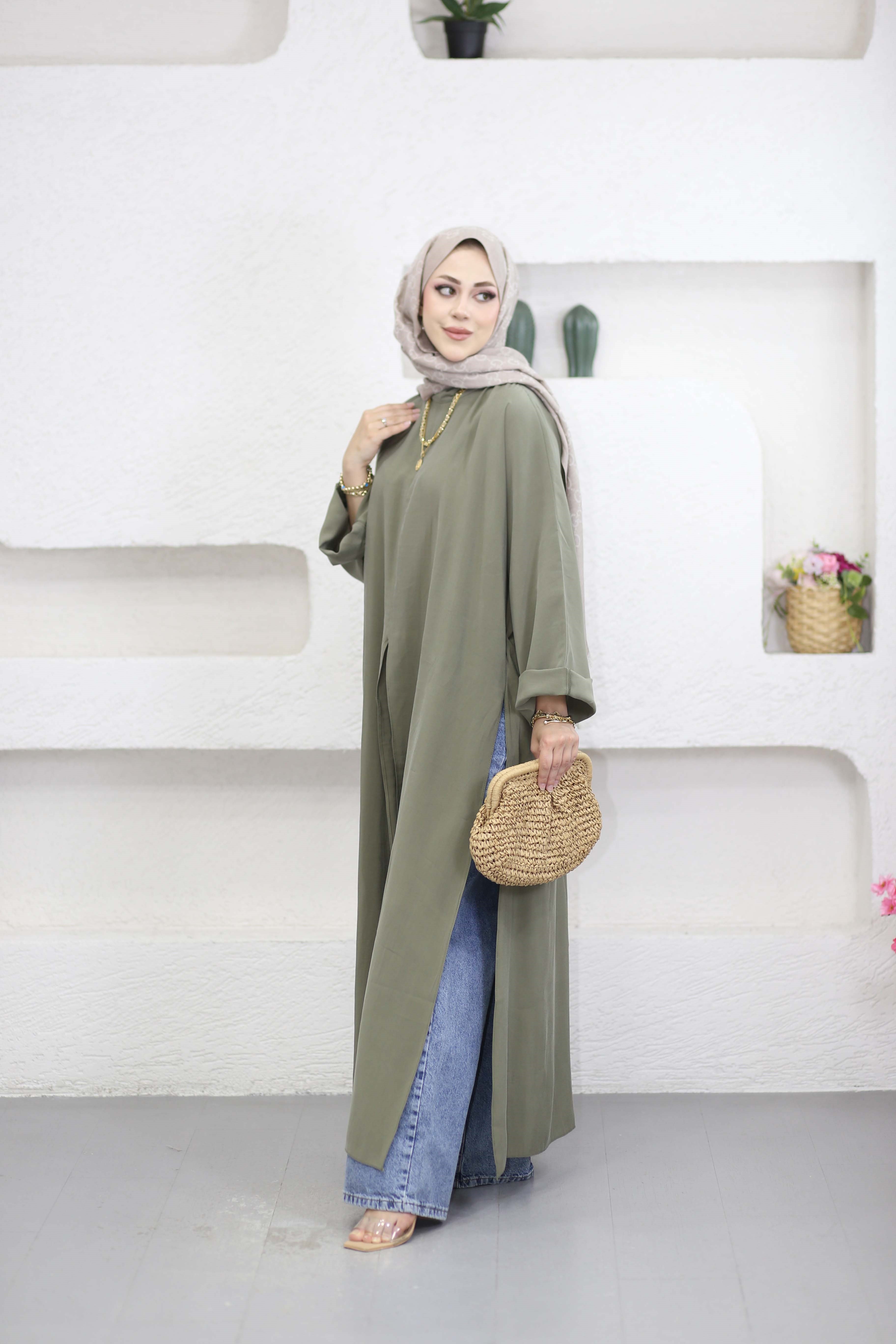 Feraye Tunik Haki 2797