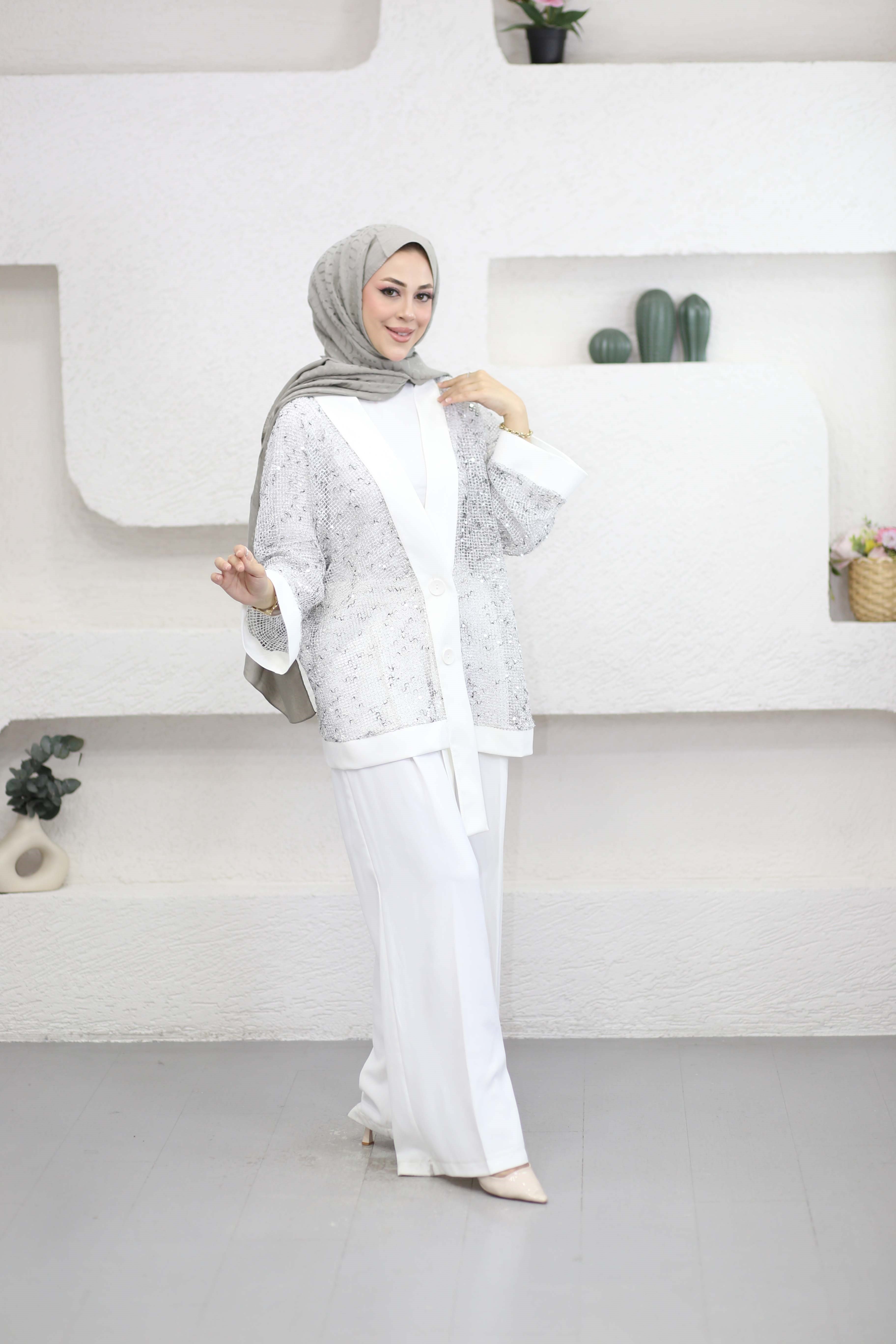 Pulpayet Detaylı Kimono Beyaz 1295