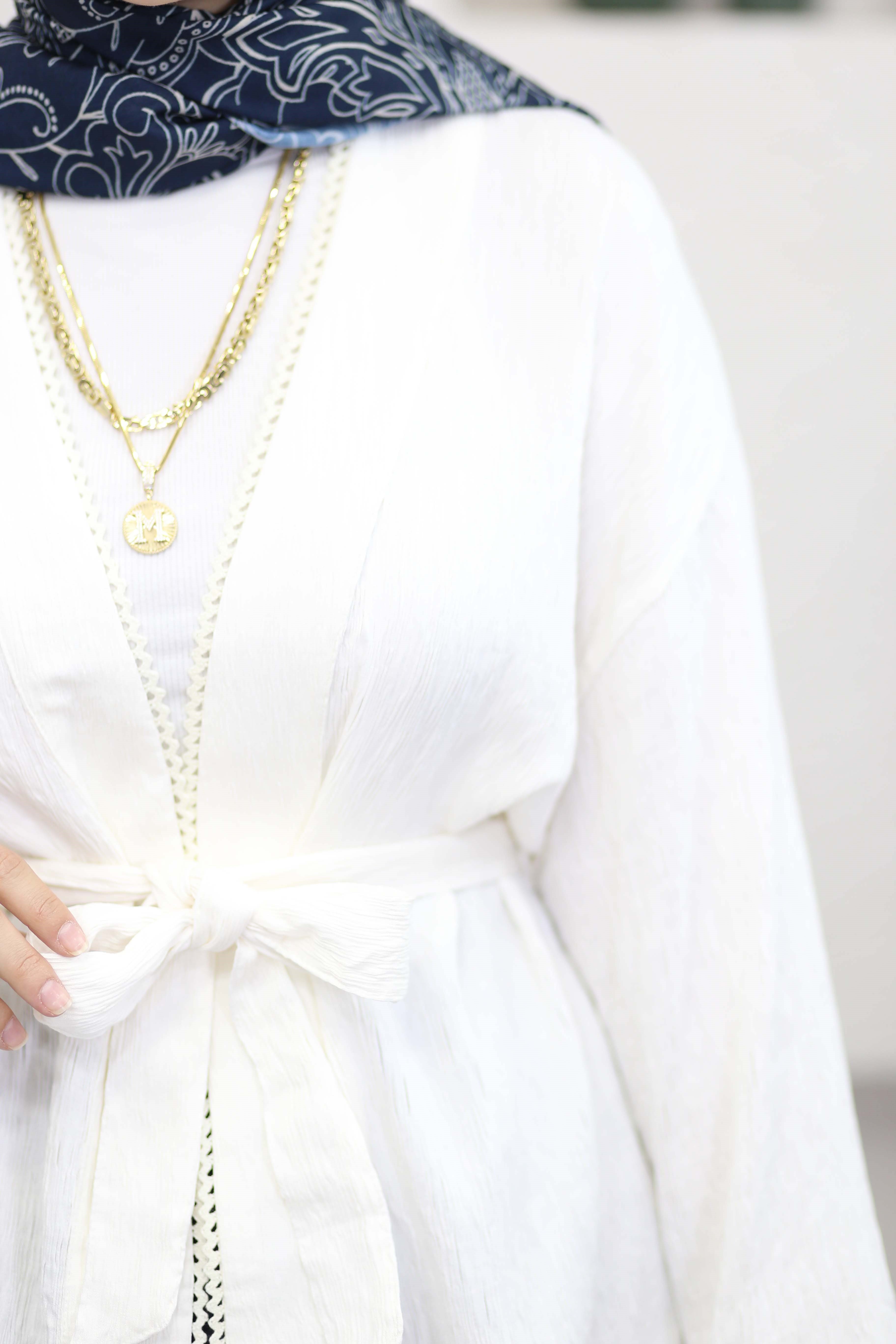 Biyeli Kimono Beyaz 2248