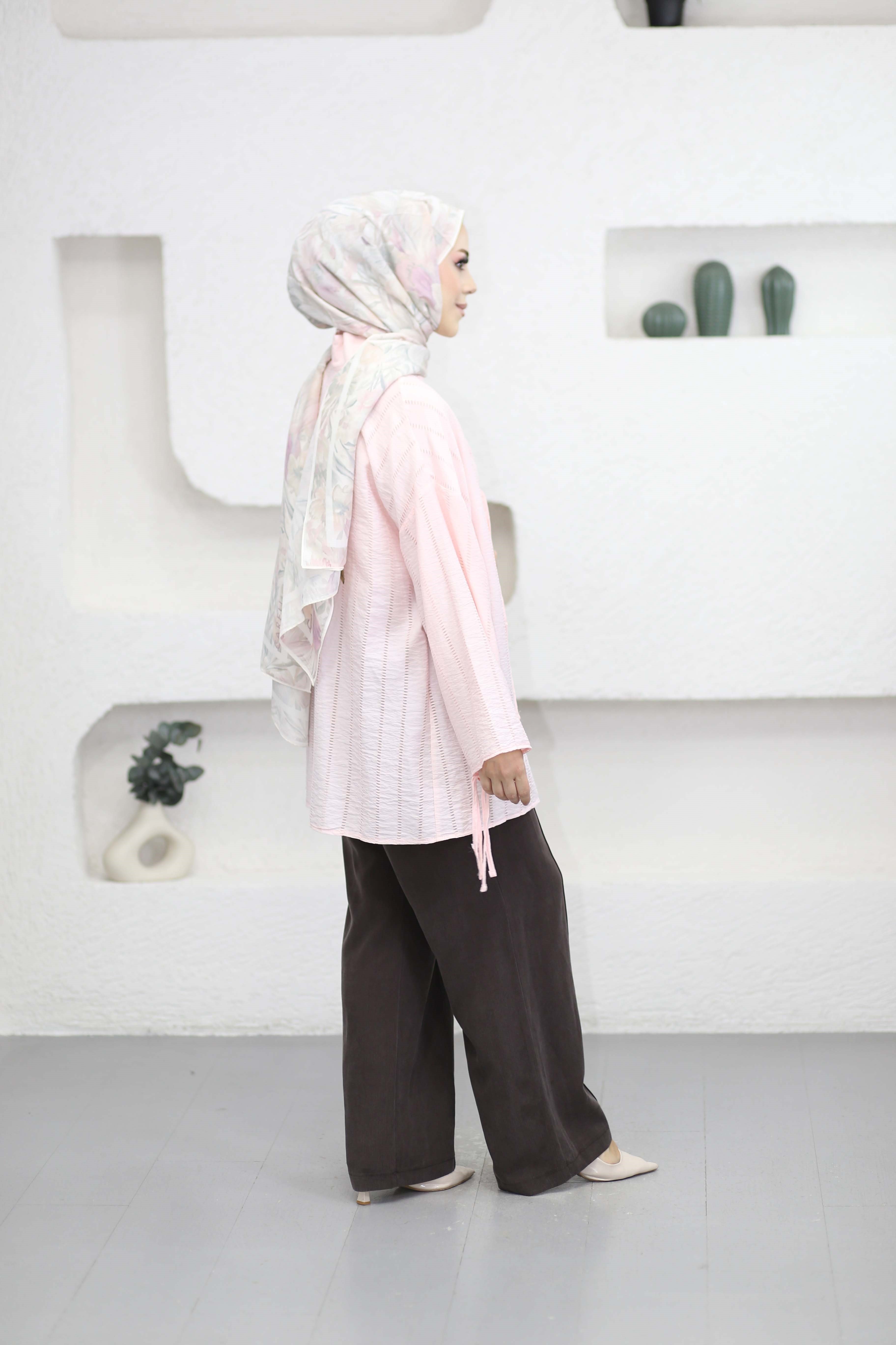 Düğme Bağcıklı Kimono Pembe 1185