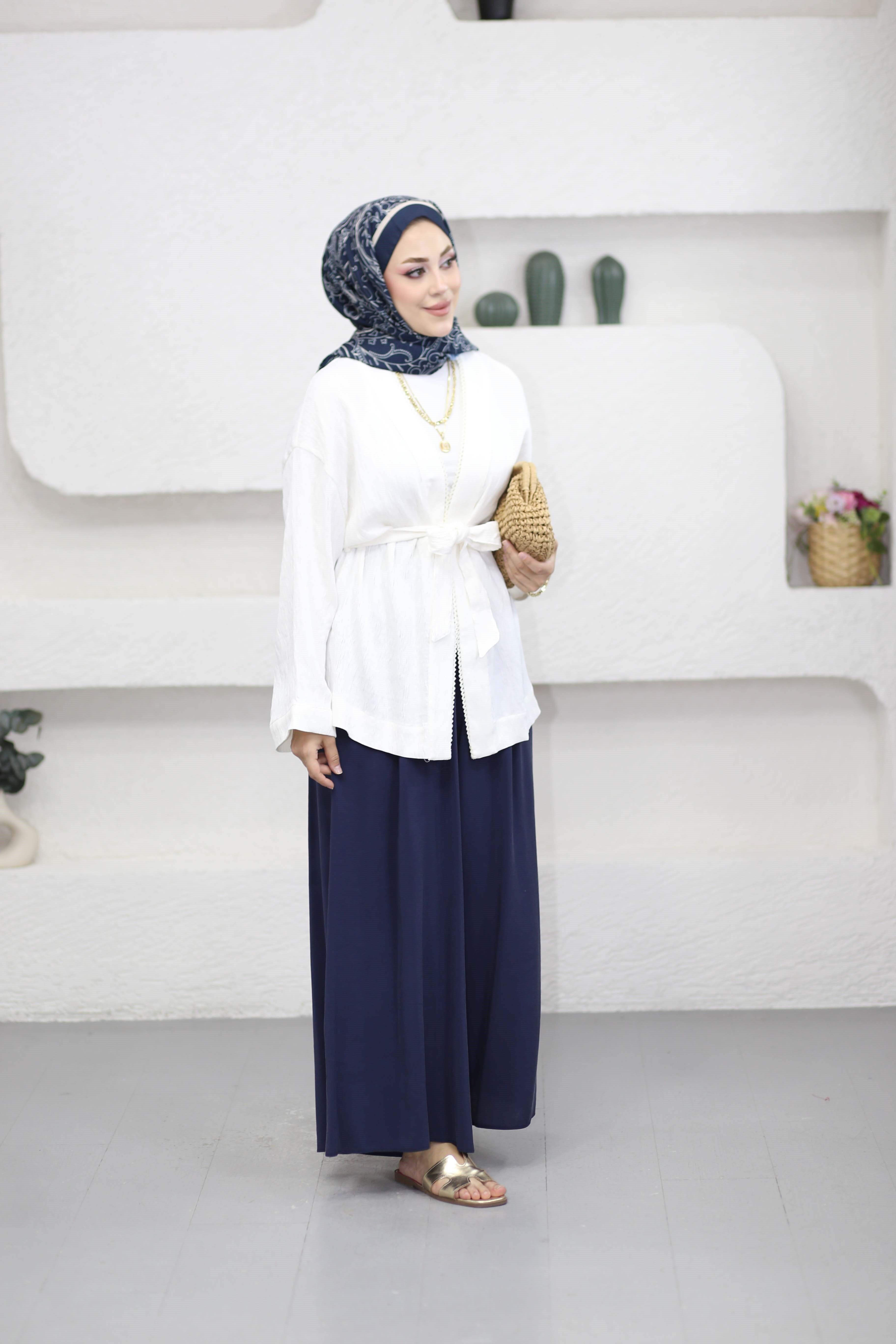 Biyeli Kimono Beyaz 2248
