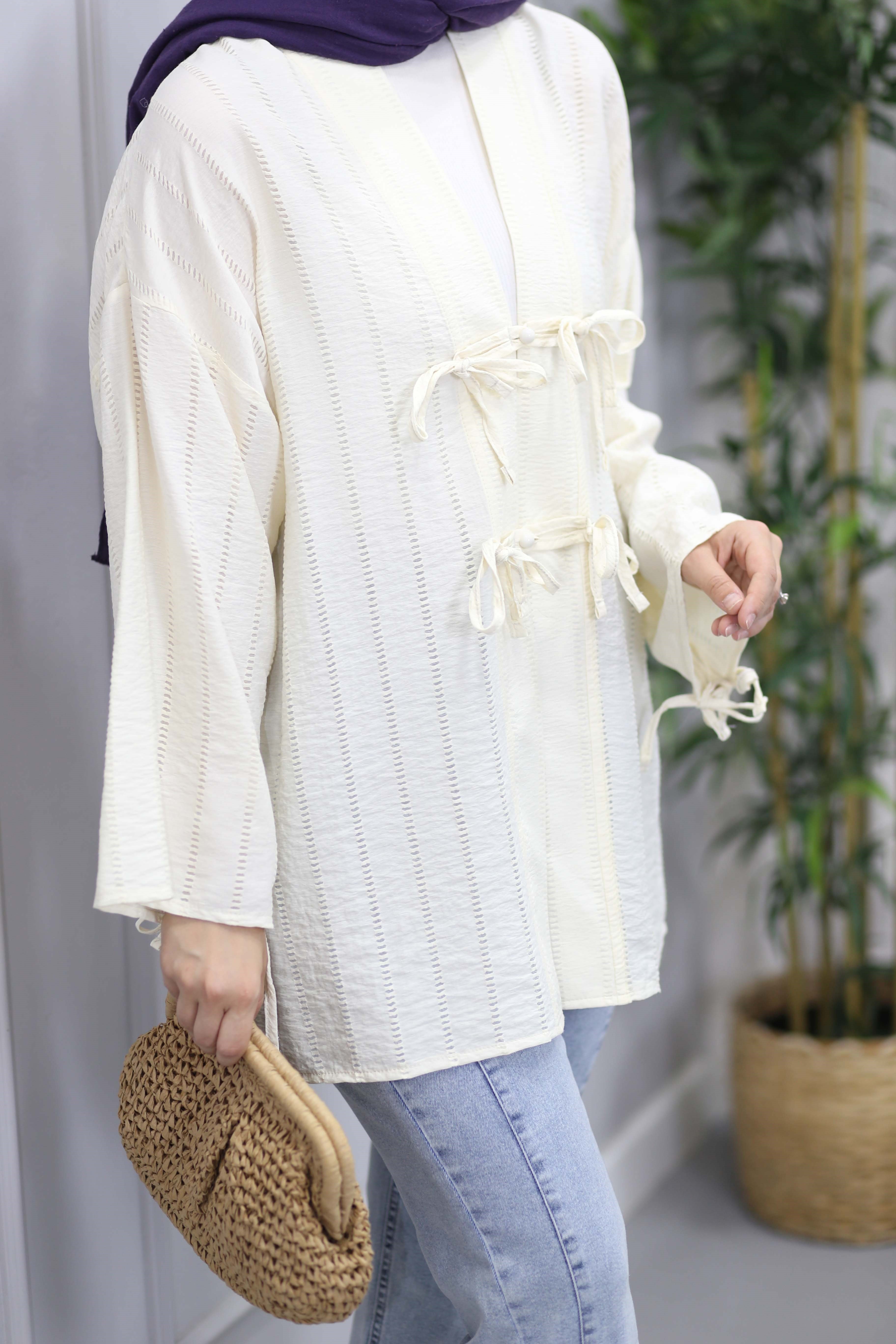 Düğme Bağcıklı Kimono Sarı 1185