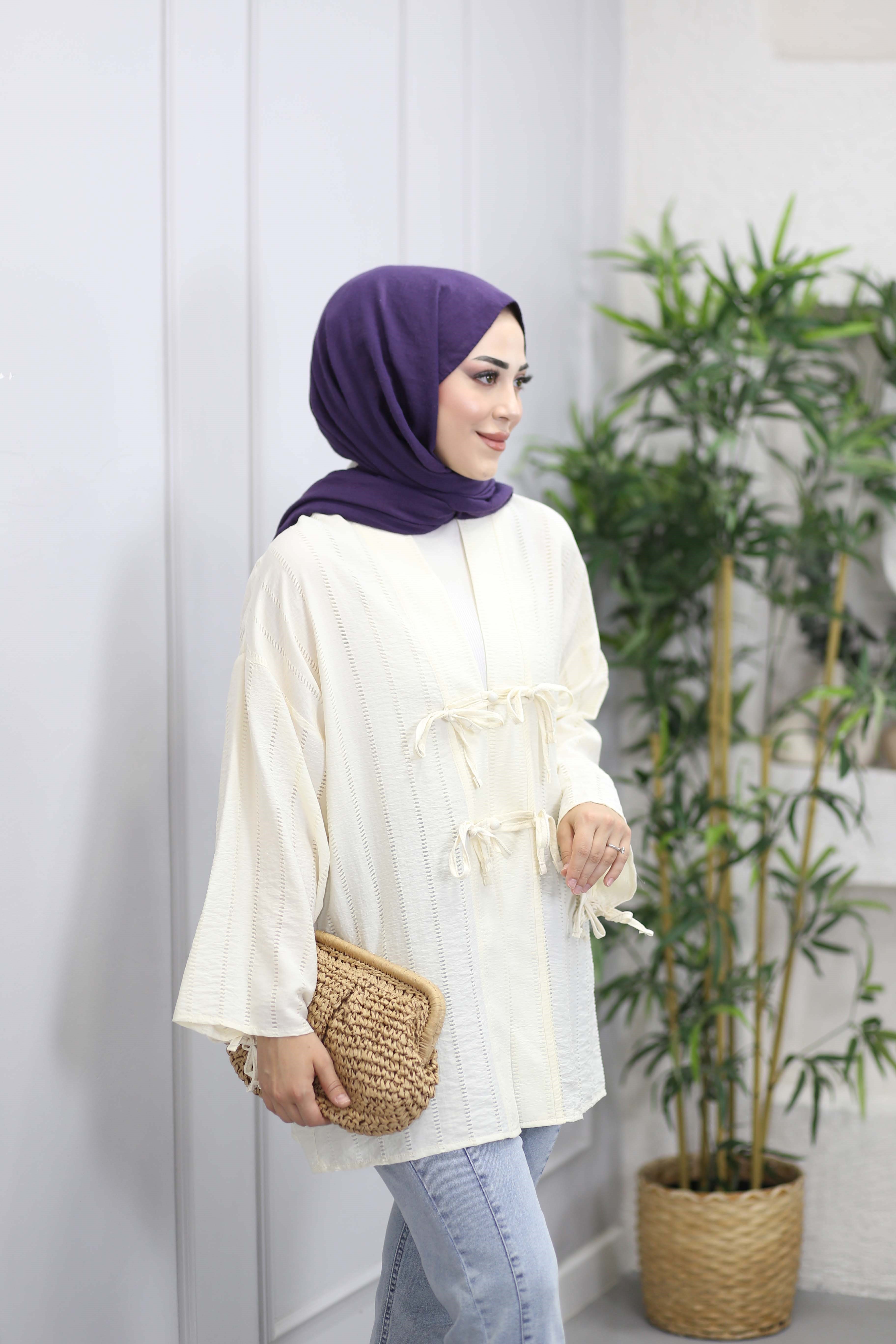 Düğme Bağcıklı Kimono Sarı 1185