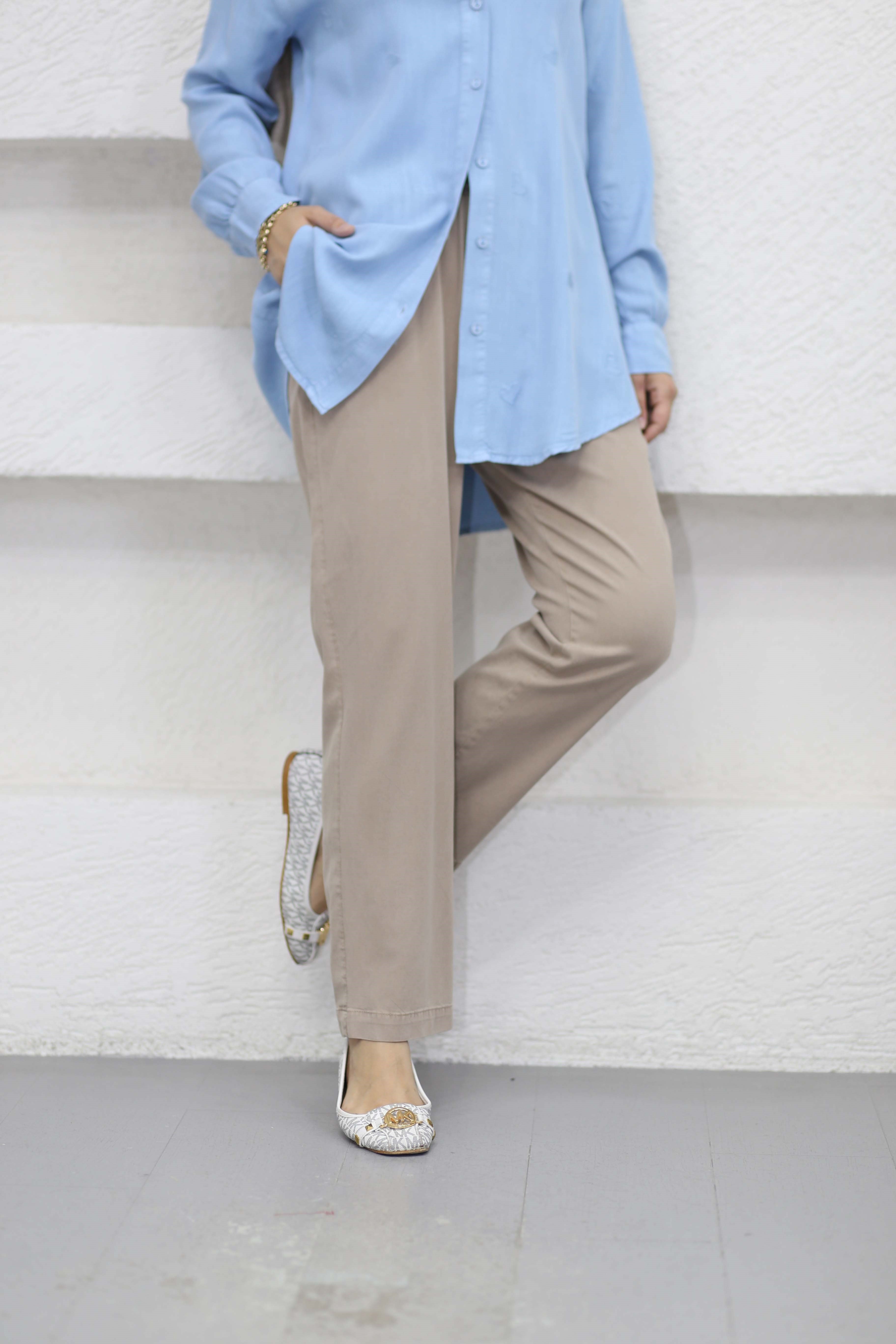 Havuç Tencel Pantolon Vizon 2803