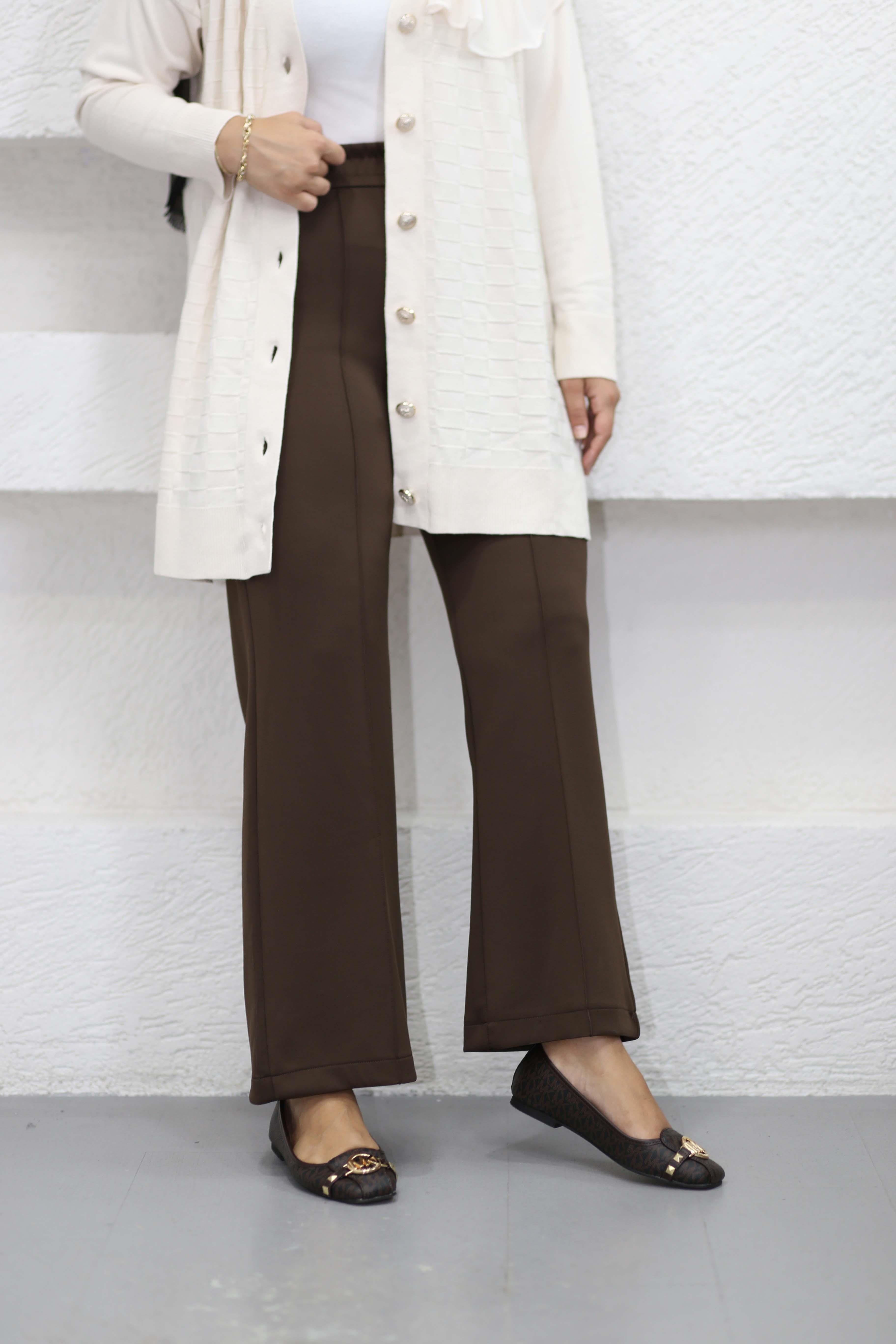 İspanyol Scuba Pantolon Kahverengi 26015