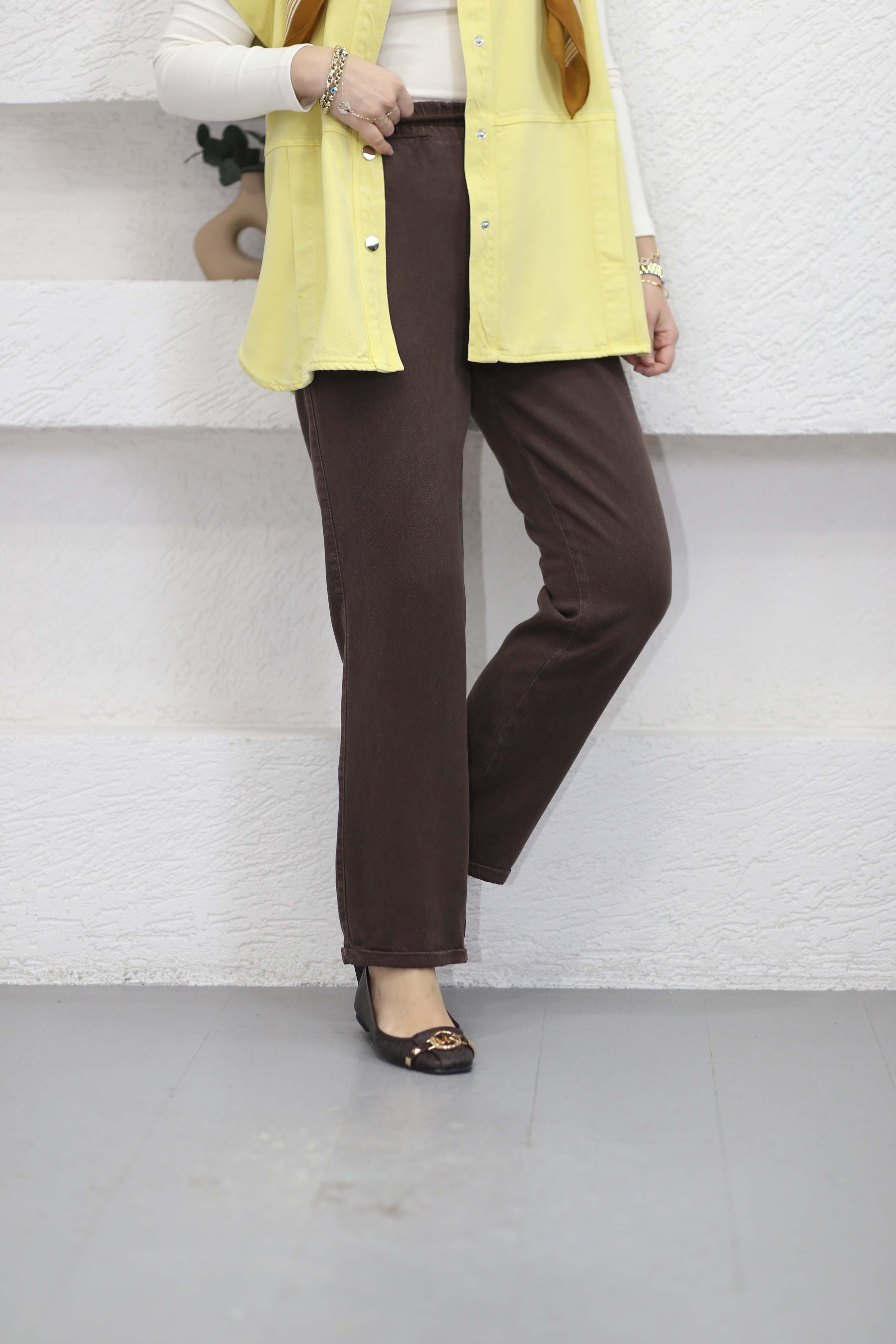 Havuç Tencel Pantolon Kahverengi 2803
