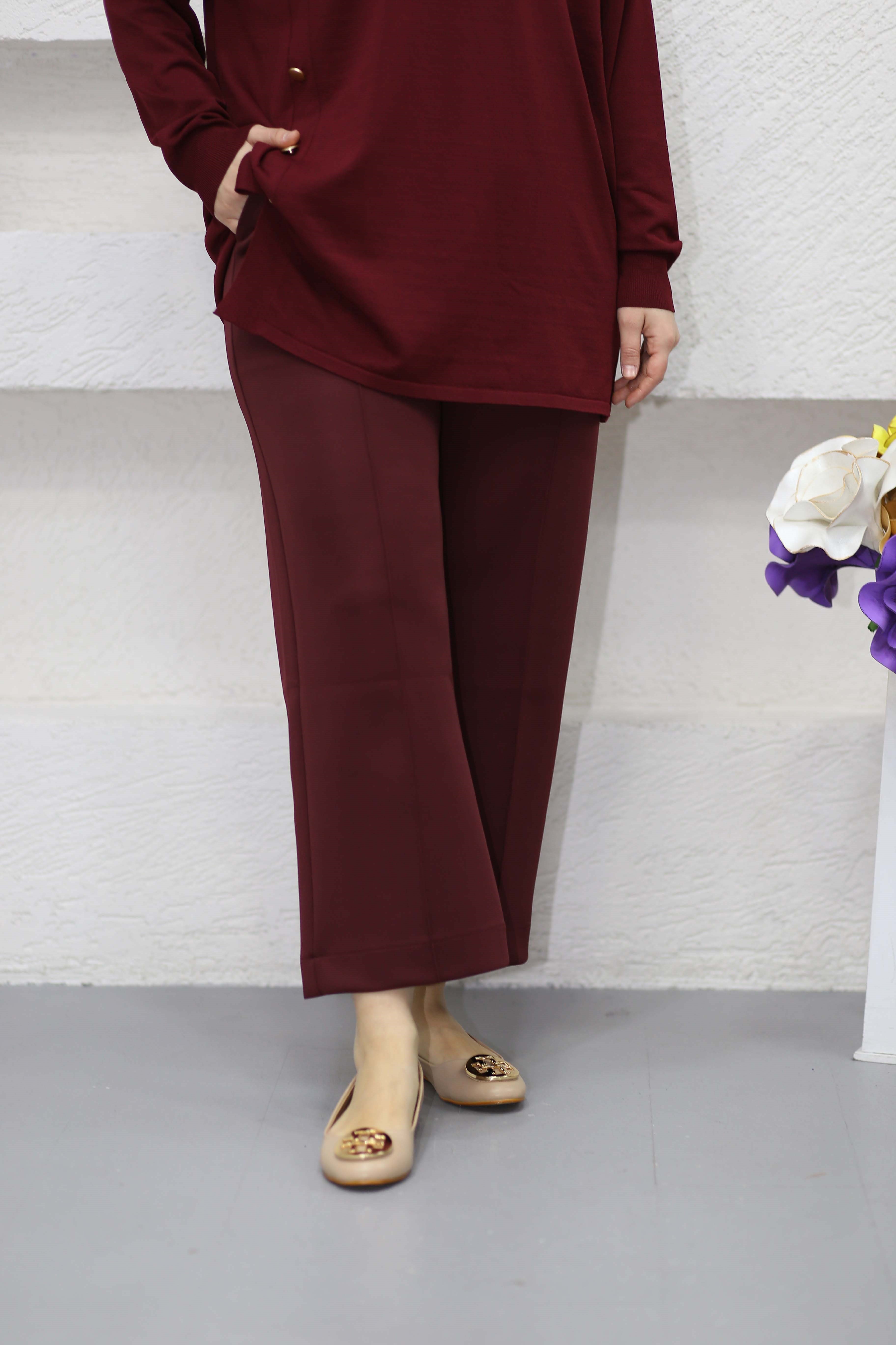 Çimalı Boru Pantolon Bordo 1568