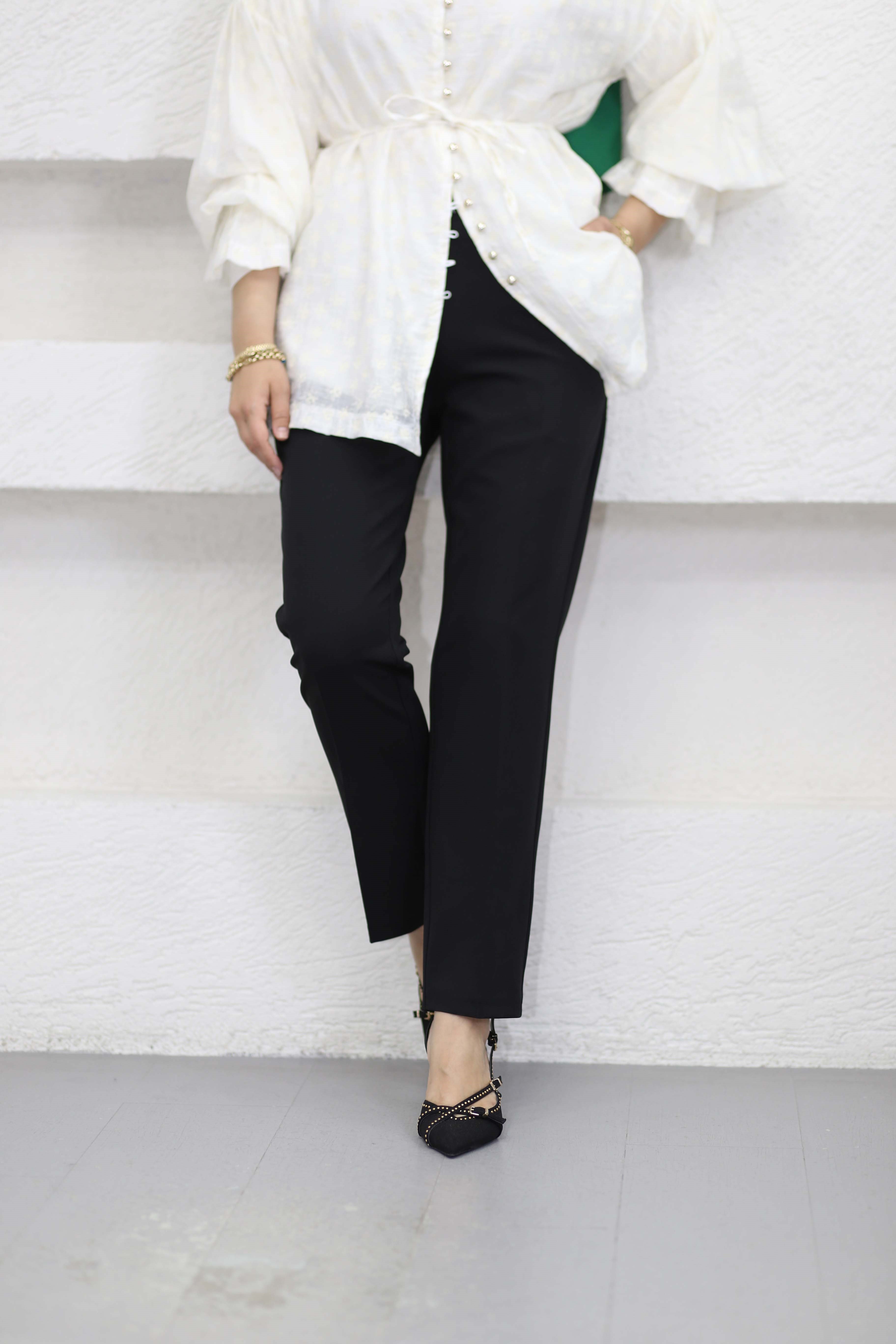 Krep Kalem Pantolon Siyah 51287