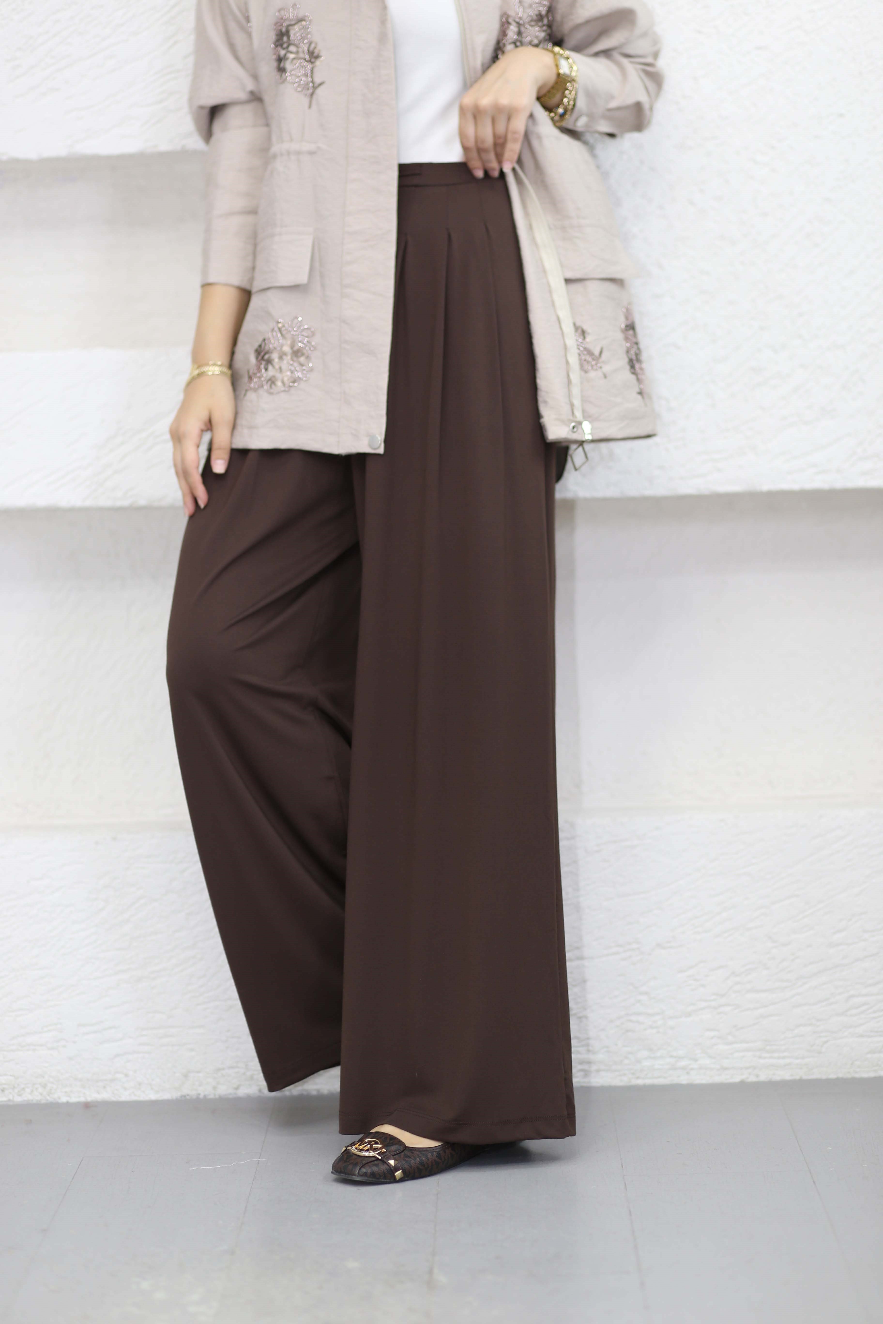 Bağcıklı Bol Pantolon Kahverengi 3511