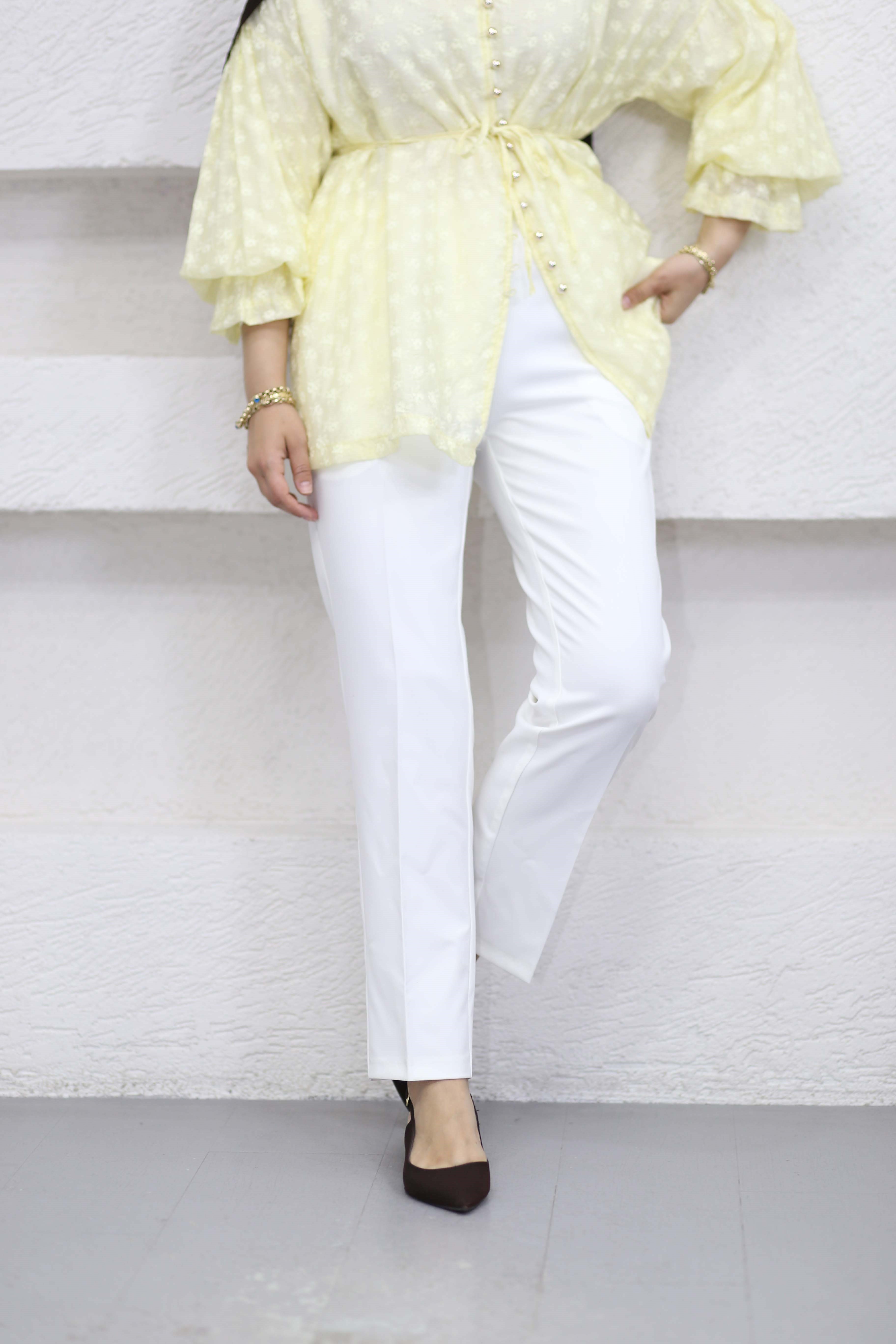 Krep Kalem Pantolon Beyaz 51287