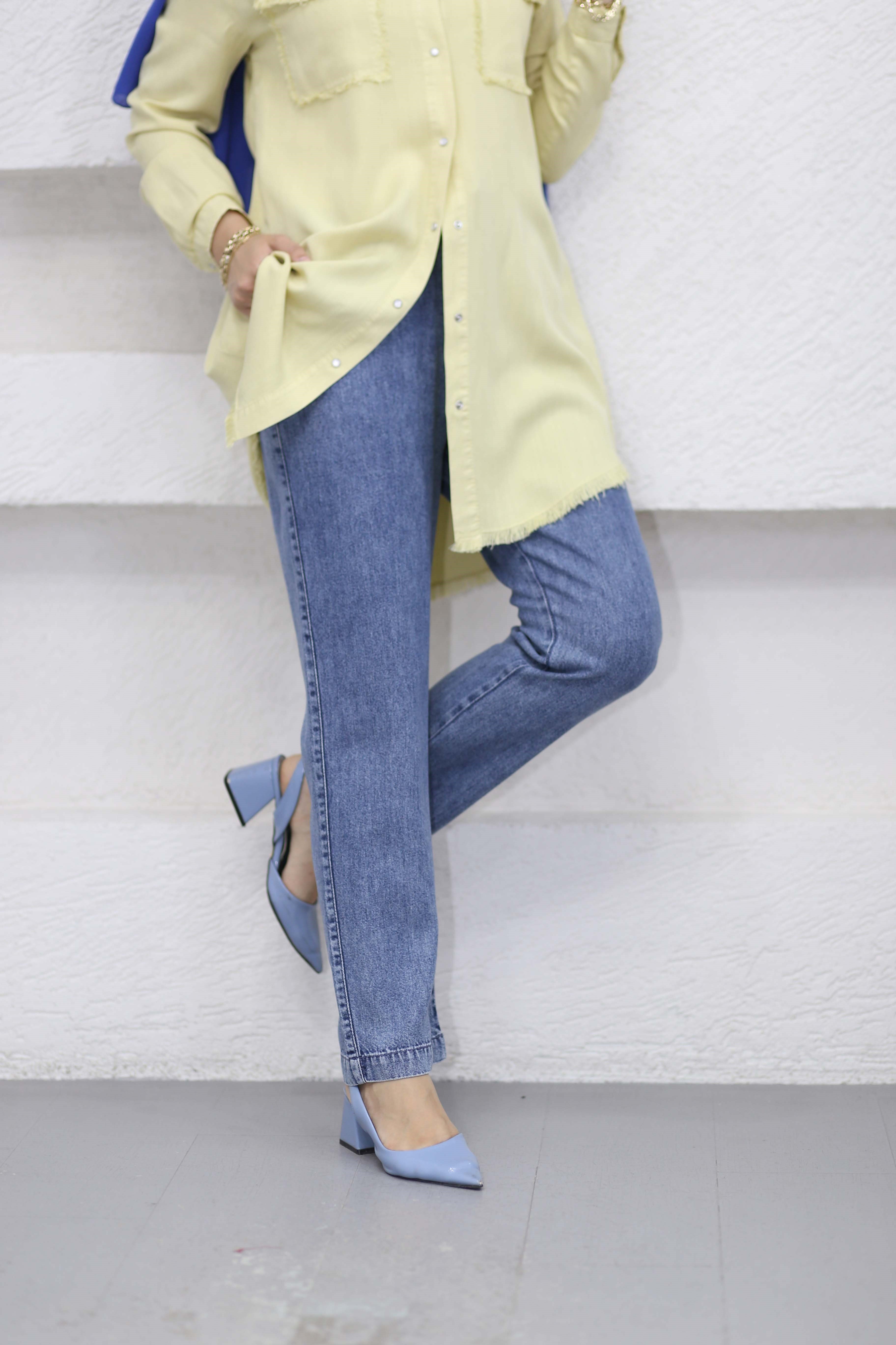 Havuç Tencel Pantolon Açık Mavi 2803