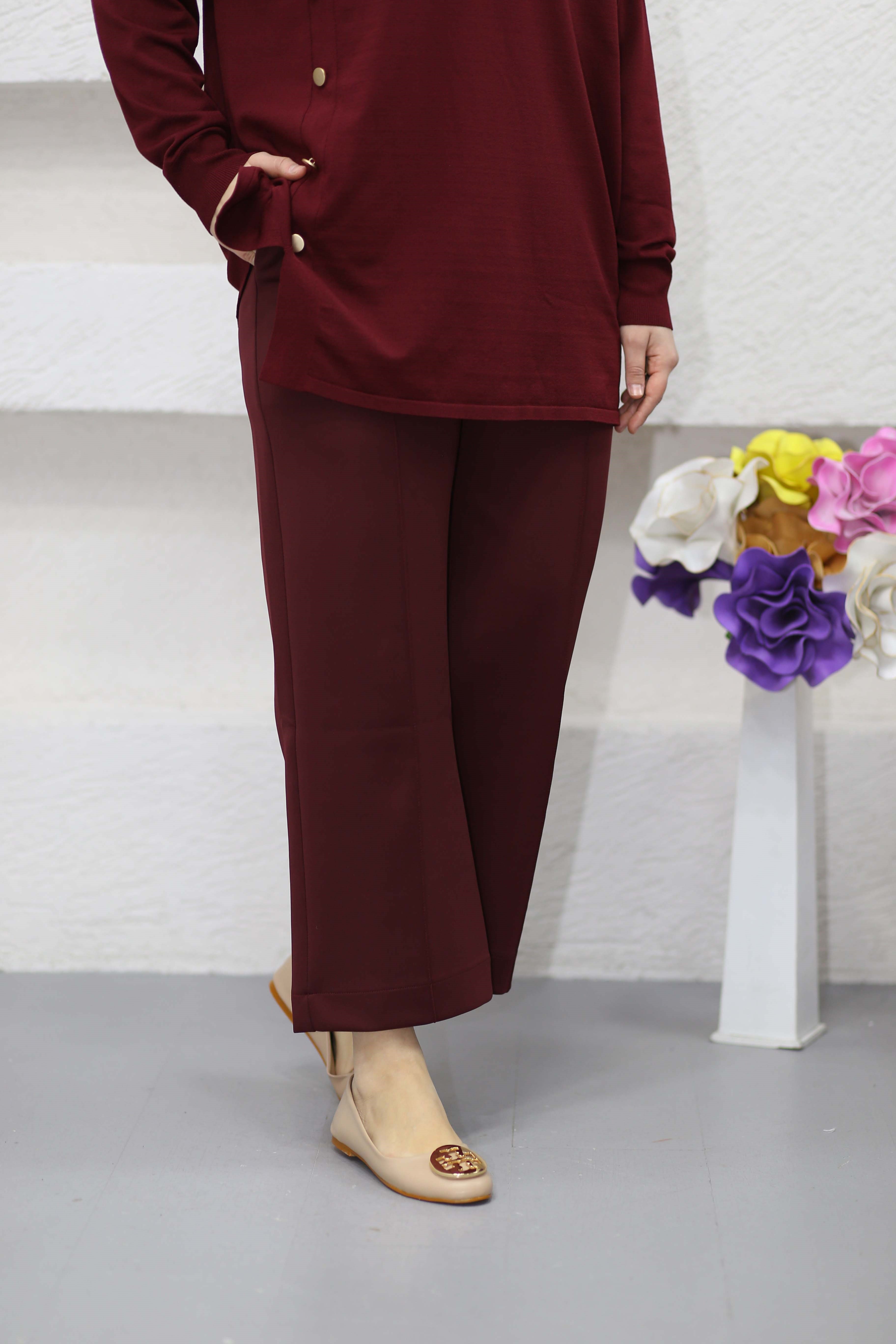 Çimalı Boru Pantolon Bordo 1568