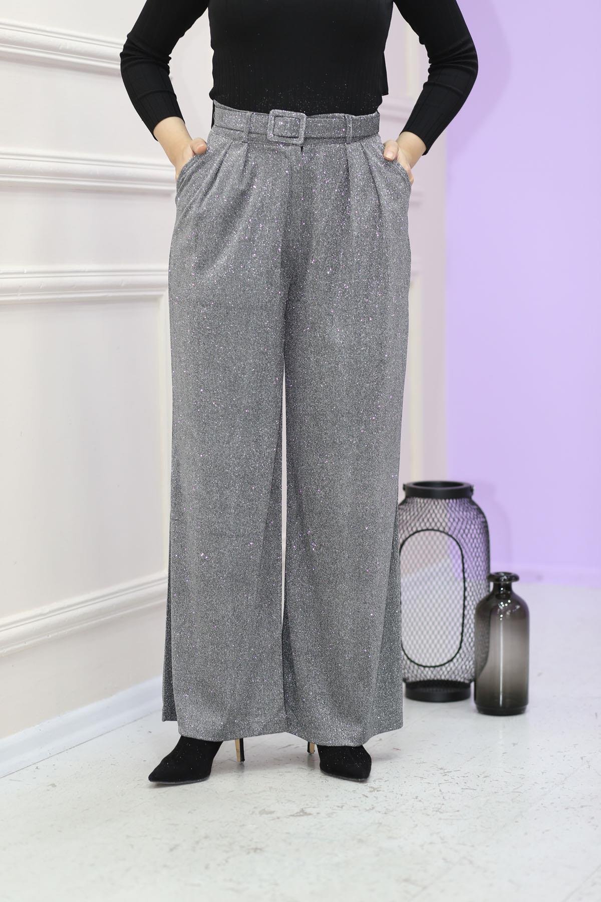 Simli Pantolon Gri 23370
