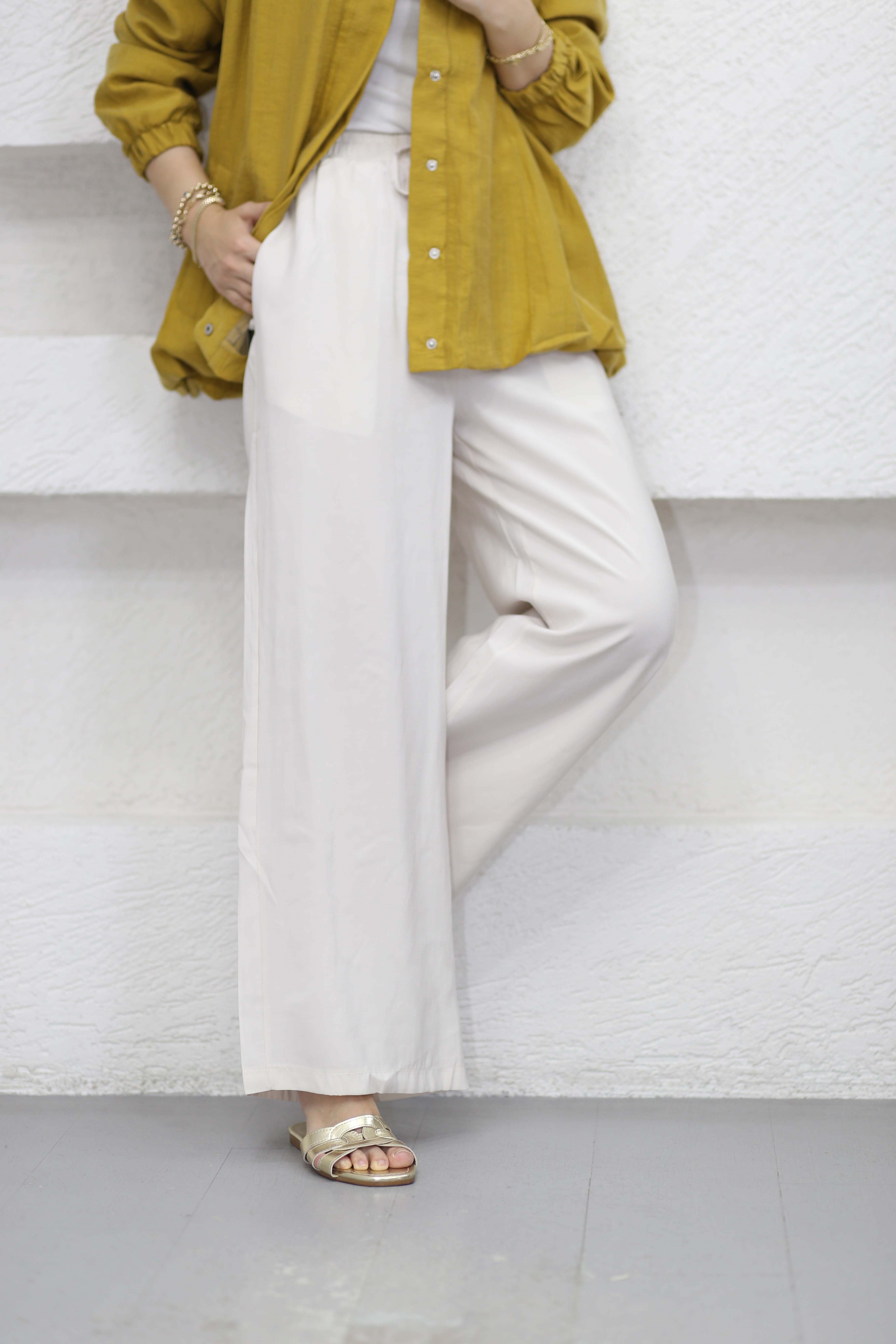 Bol Paça Tencel Pantolon Bej 26092