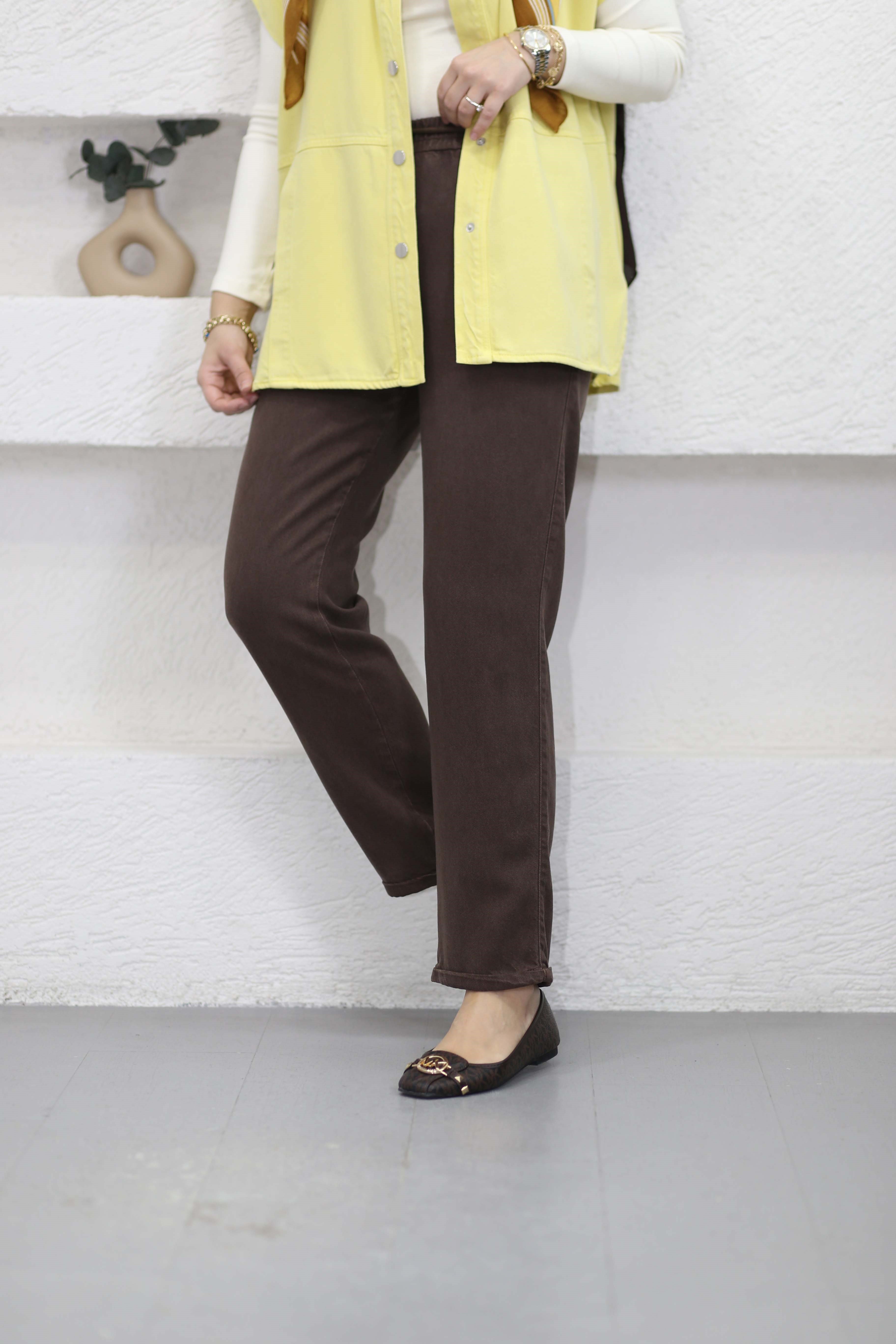 Havuç Tencel Pantolon Kahverengi 2803