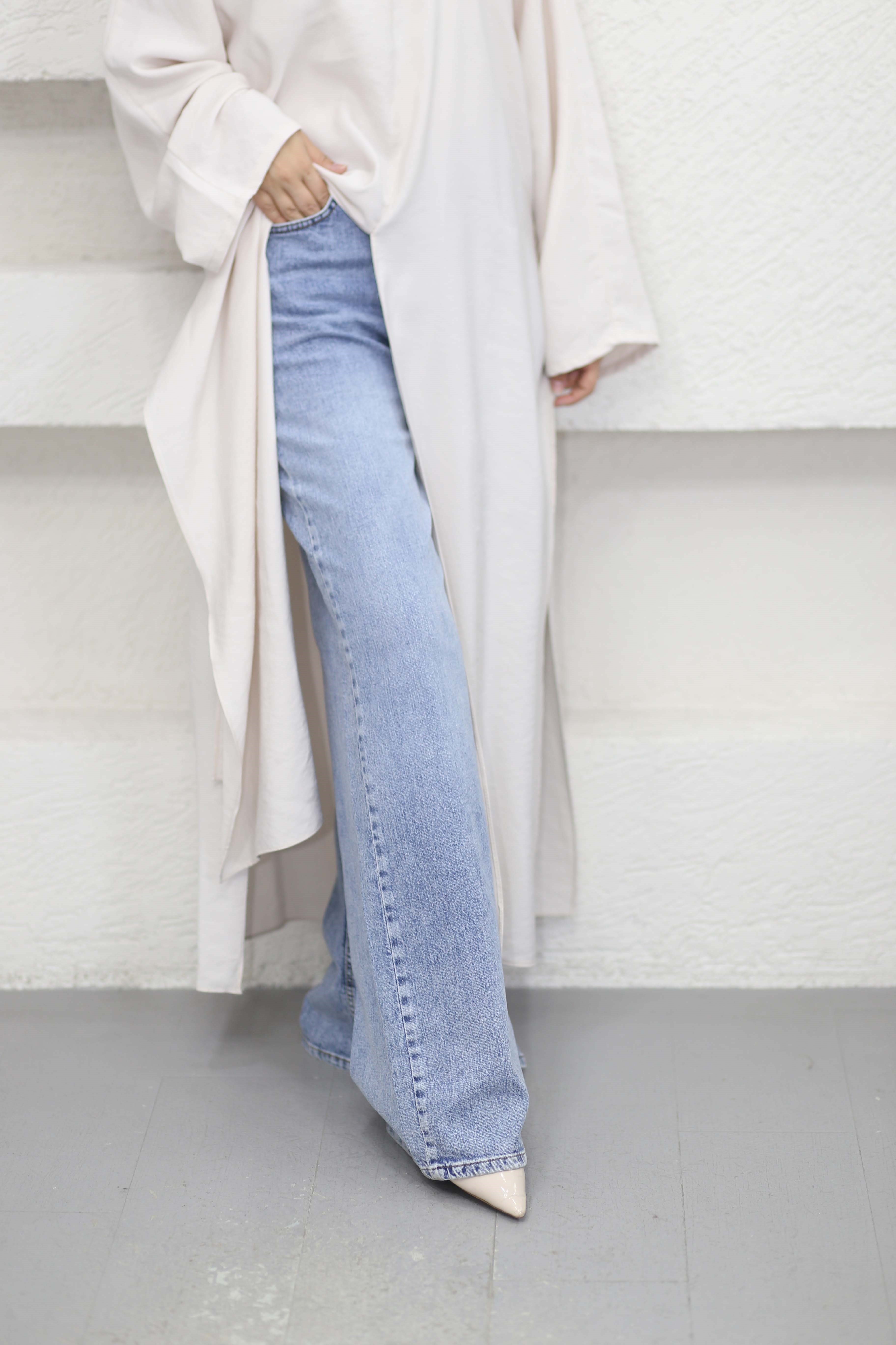 Denim Palazzo Pantolon Açık Mavi 1052