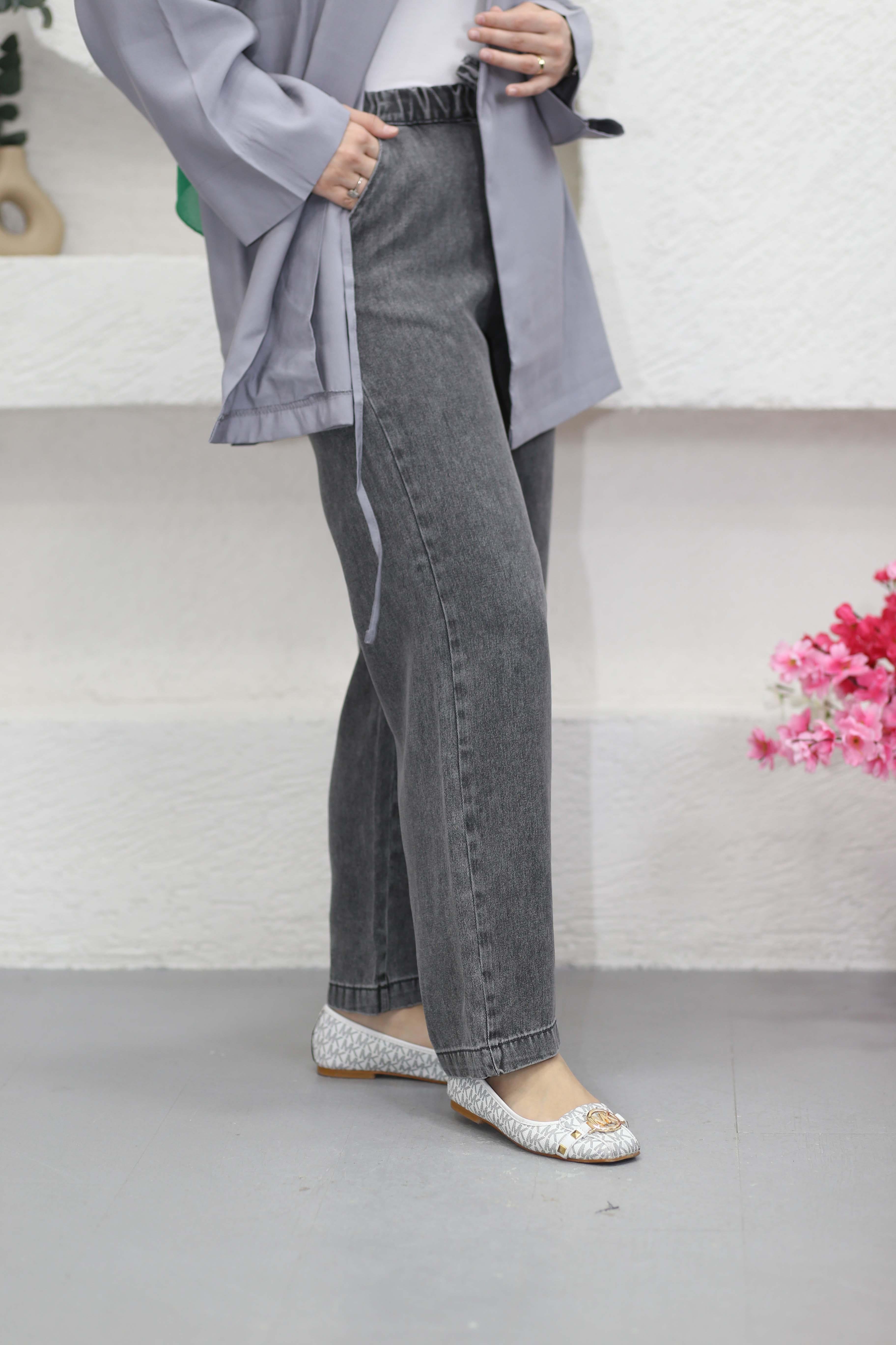 Beli Lastikli Bol Pantolon Antrasit 2773