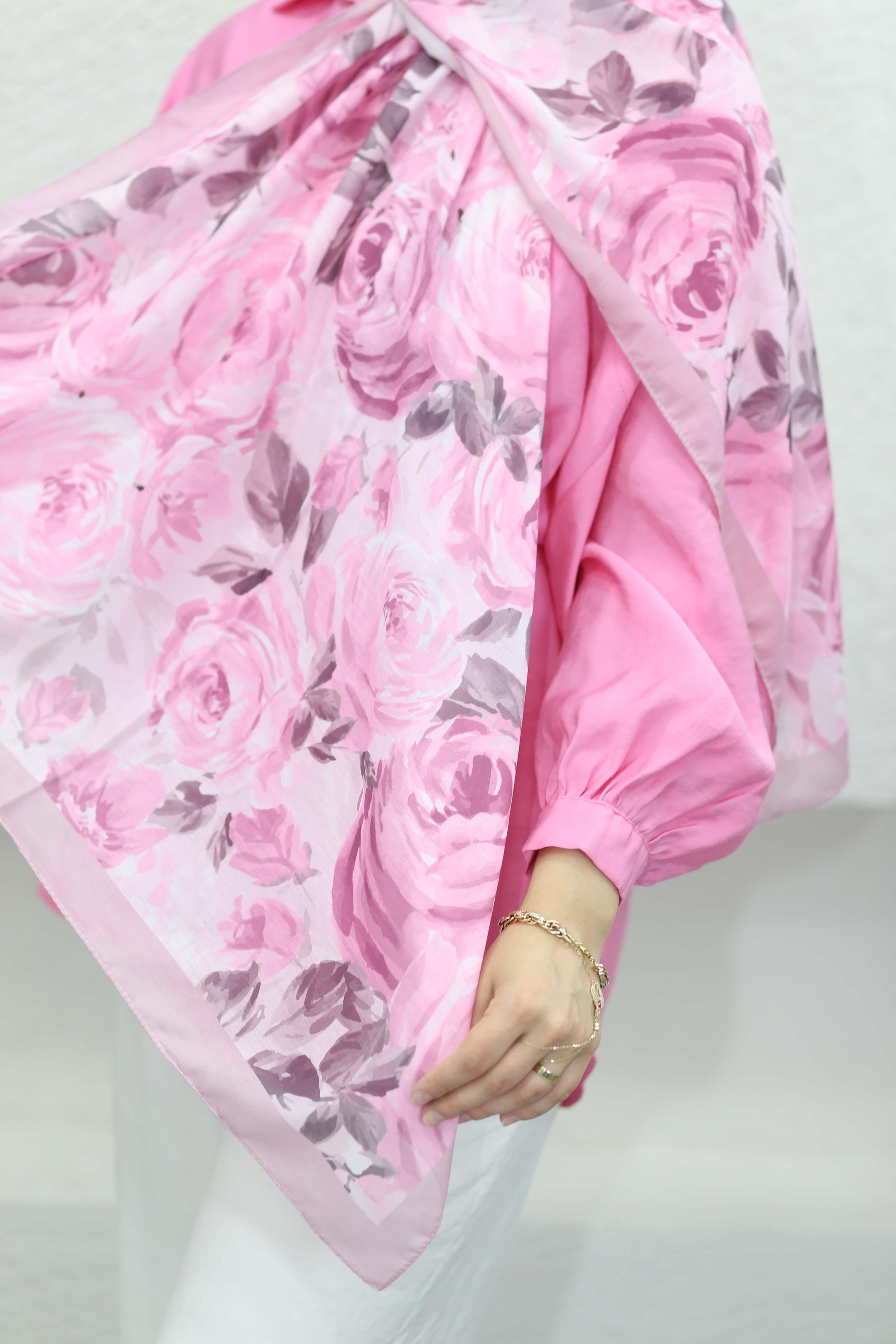 Gül Desen Şal Pembe 5205