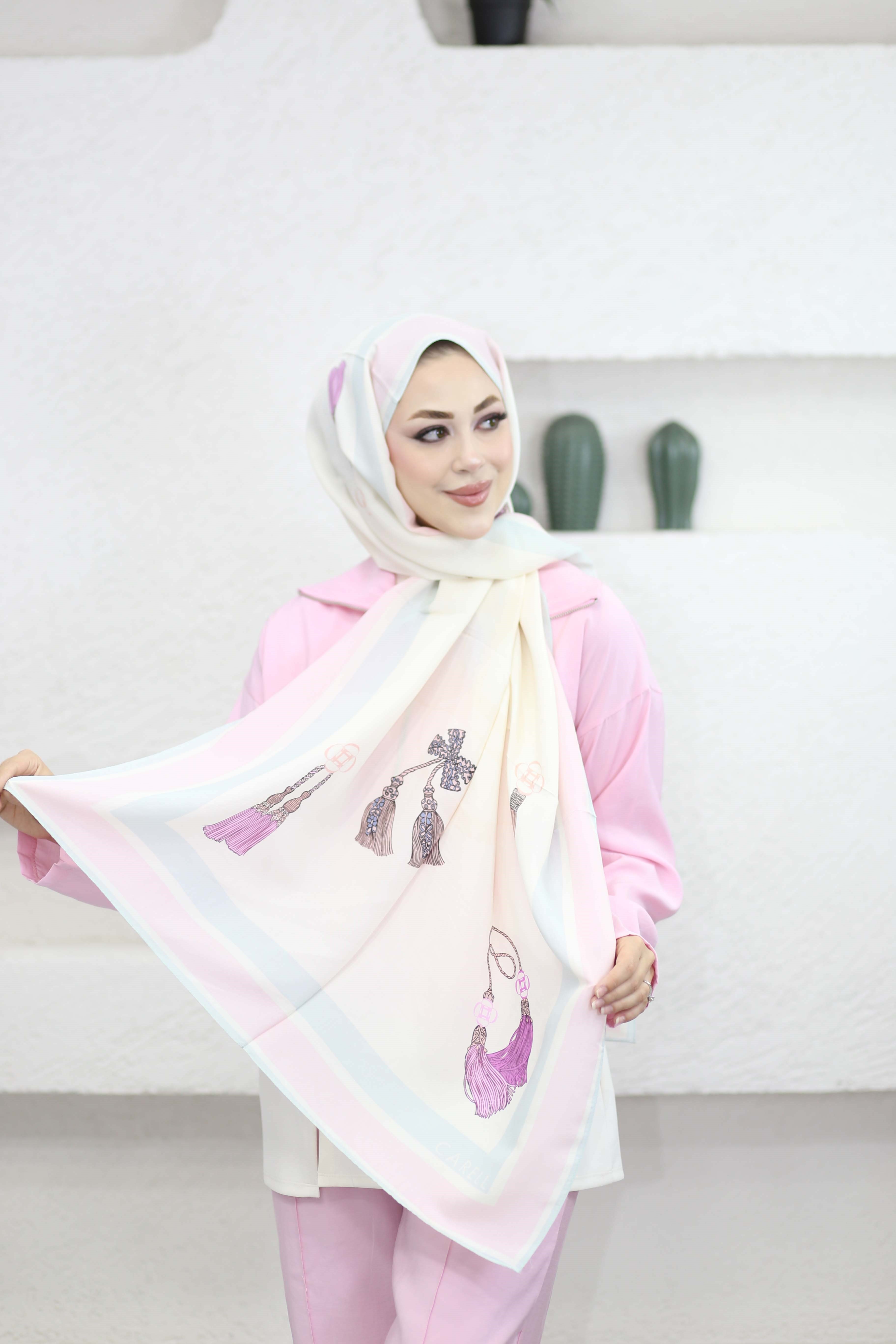 Tassel Floş Şal Ekru 6772