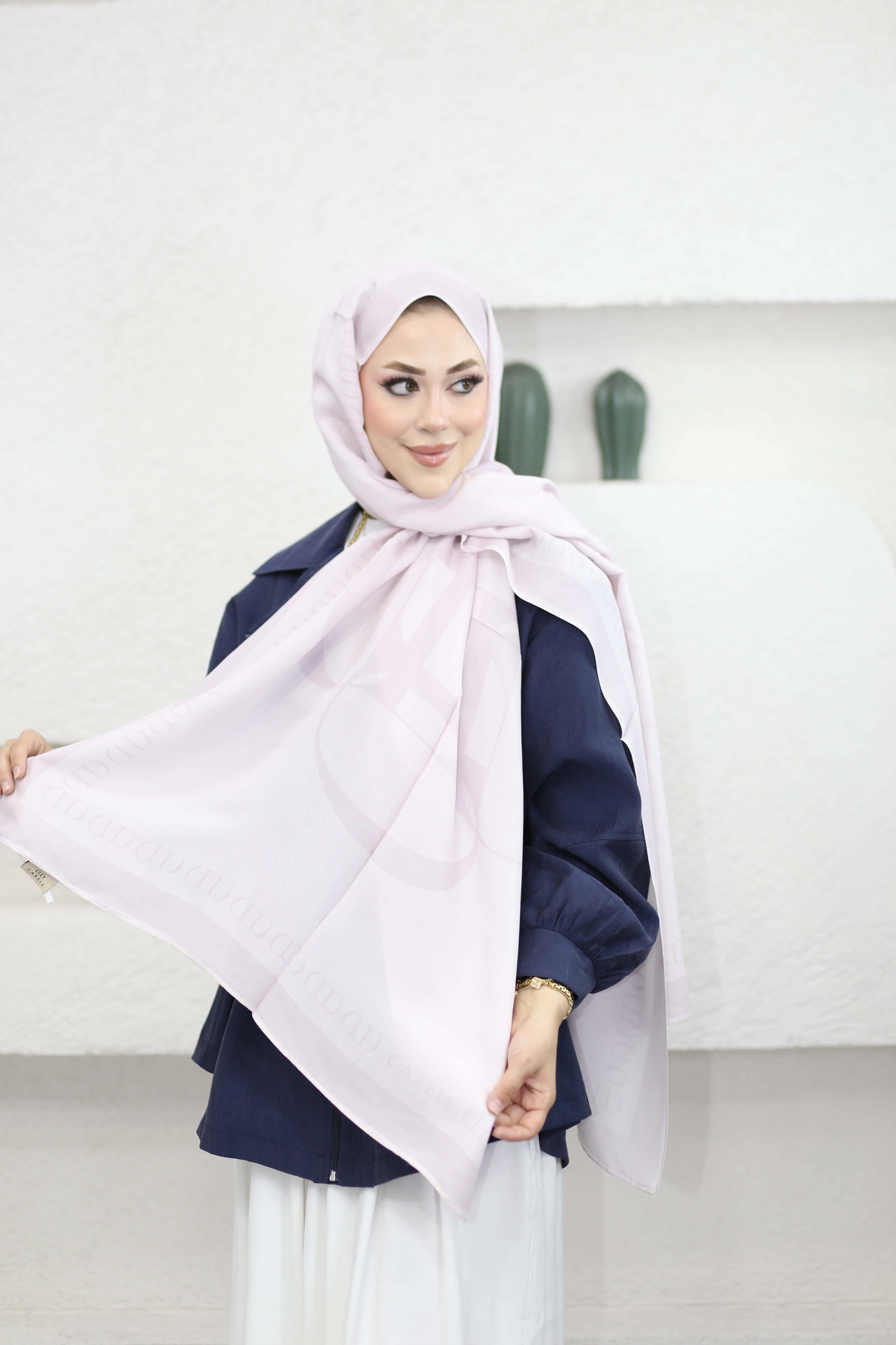 Aura Monogram Floş Şal Pudra 8514
