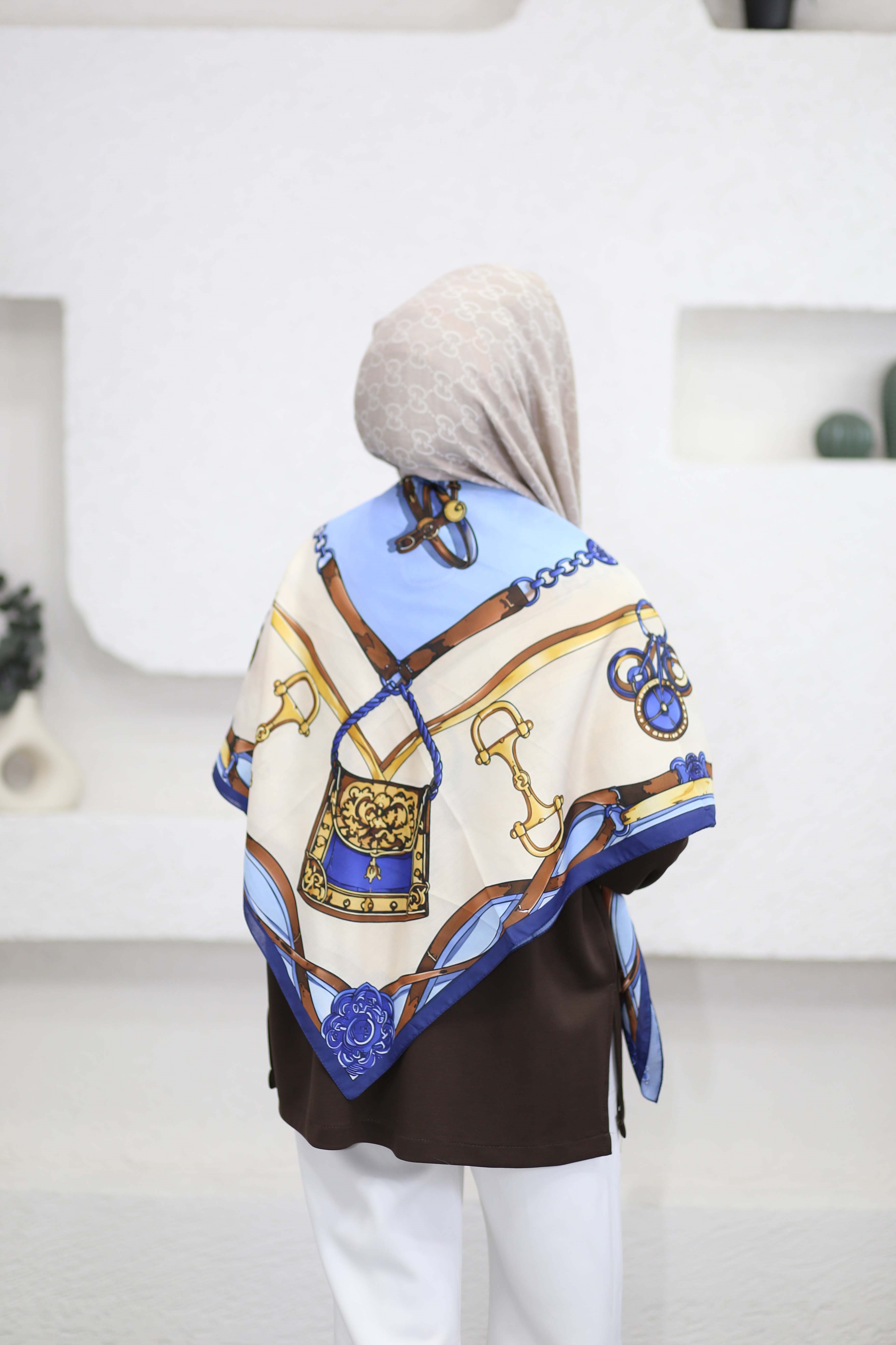 Denizci Omuz Şalı Mavi 6206