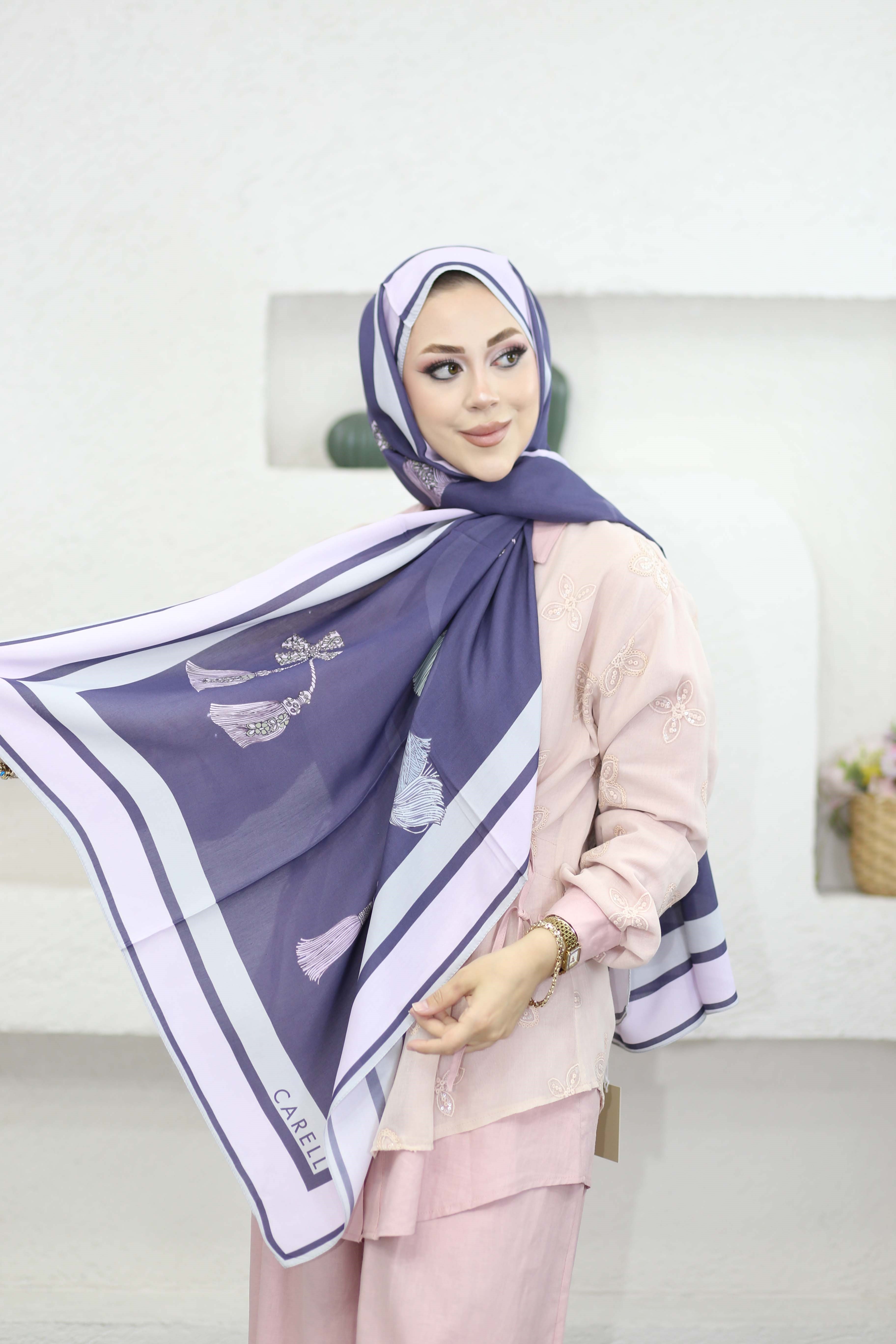Tassel Floş Şal Mor 6772