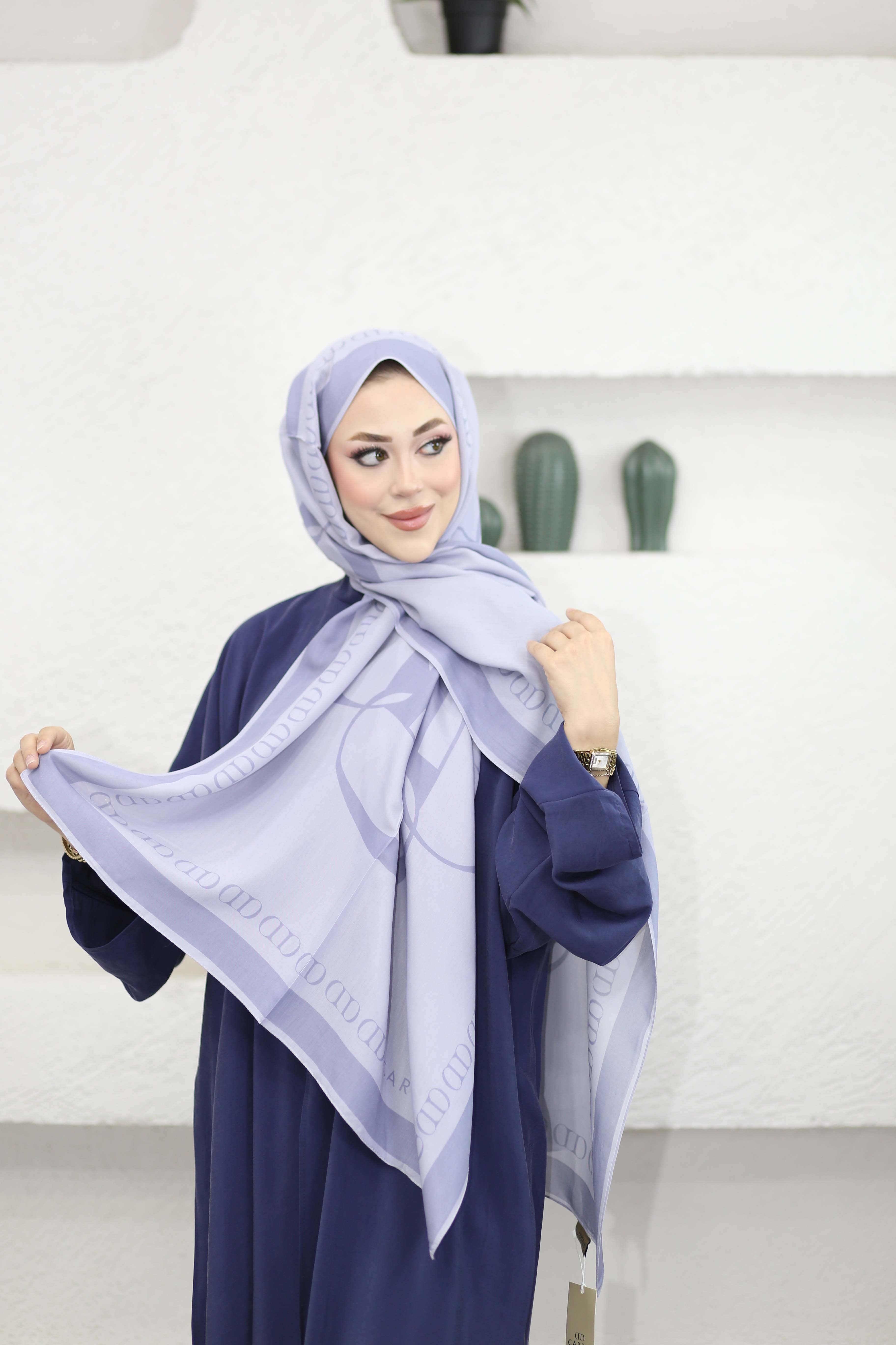 Aura Monogram Floş Şal Füme 8514