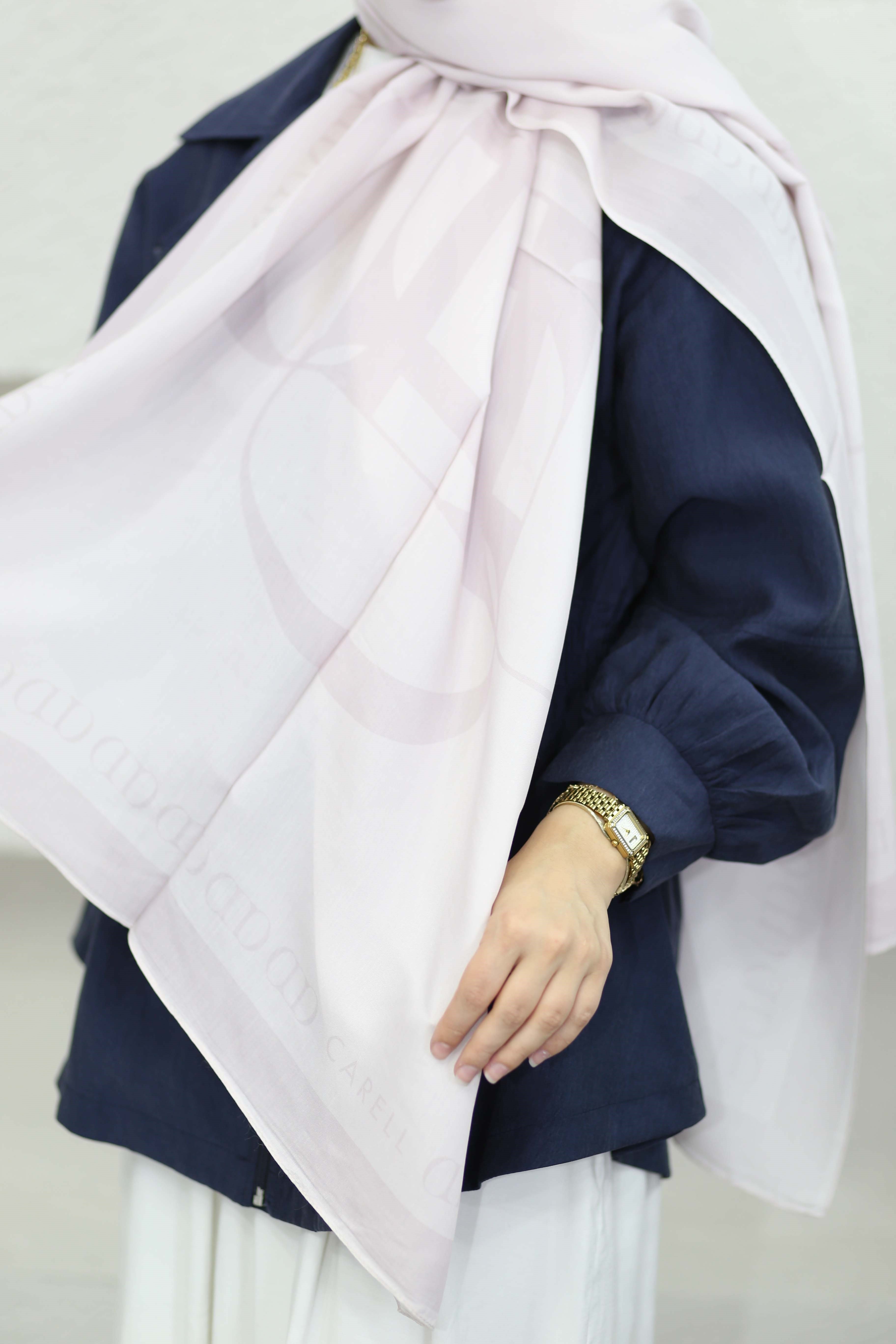 Aura Monogram Floş Şal Pudra 8514