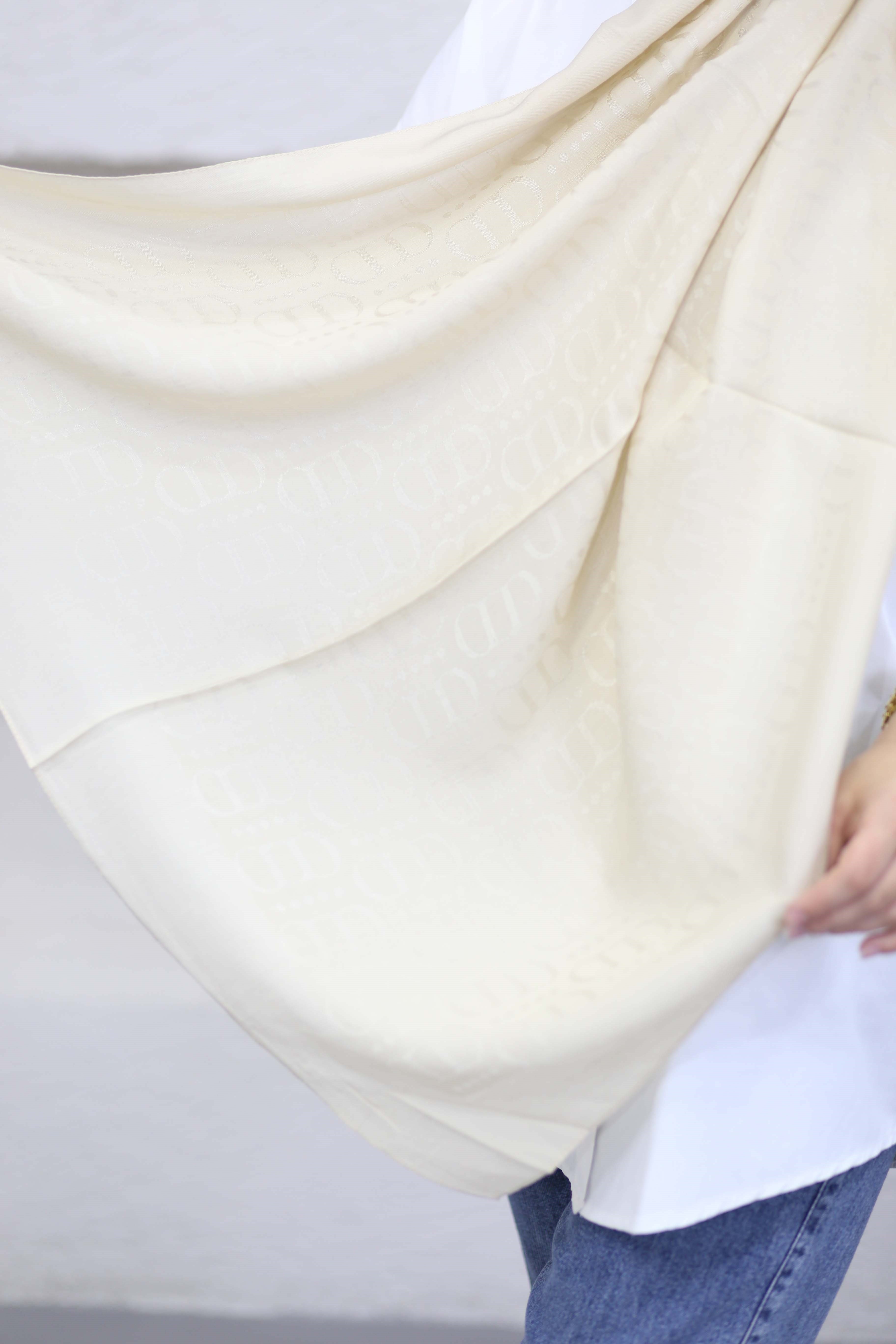 Luxe Desen Liora Pamuk Şal Bej 2163