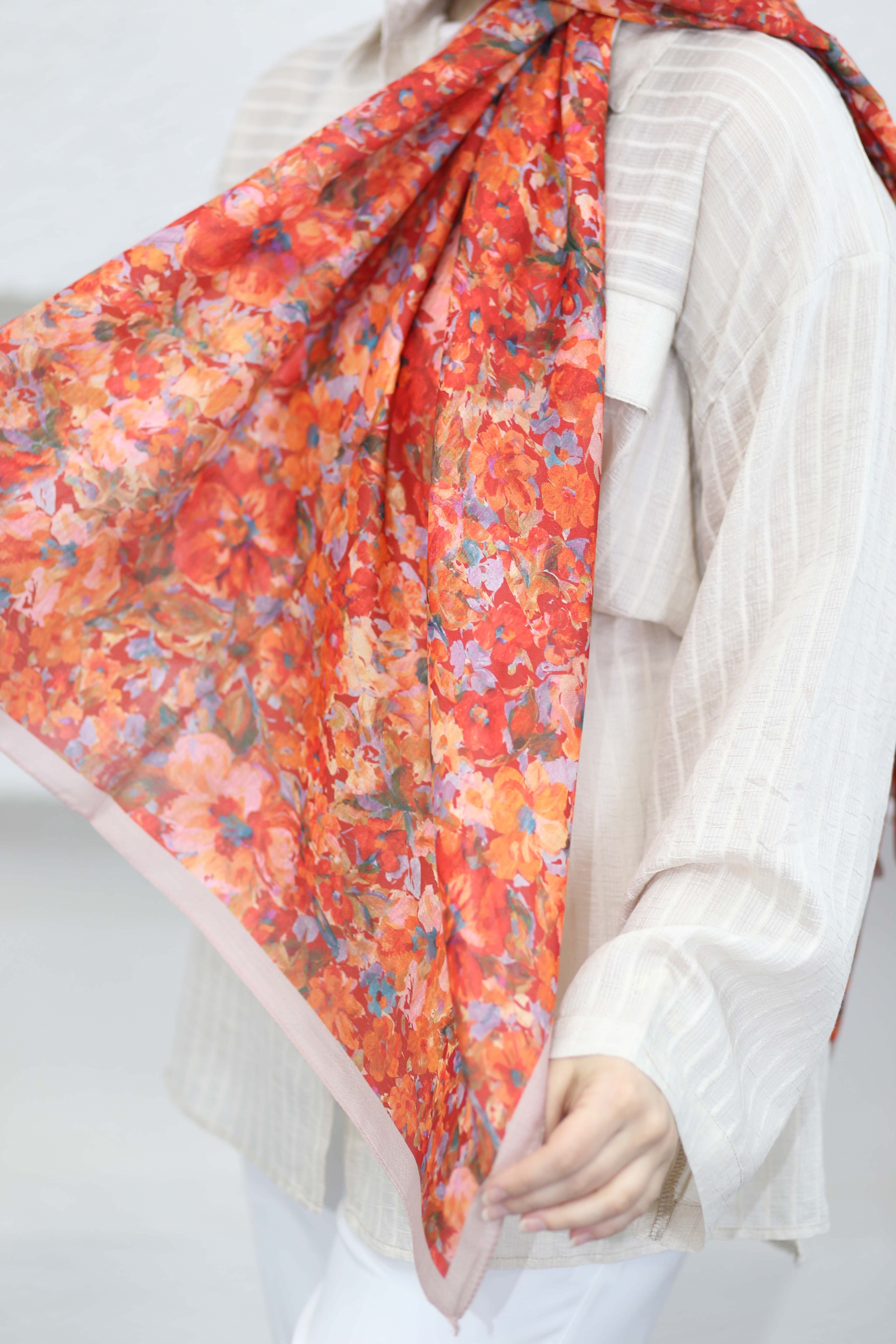 Karanfil Desen Şal Nar Çiçeği 5101