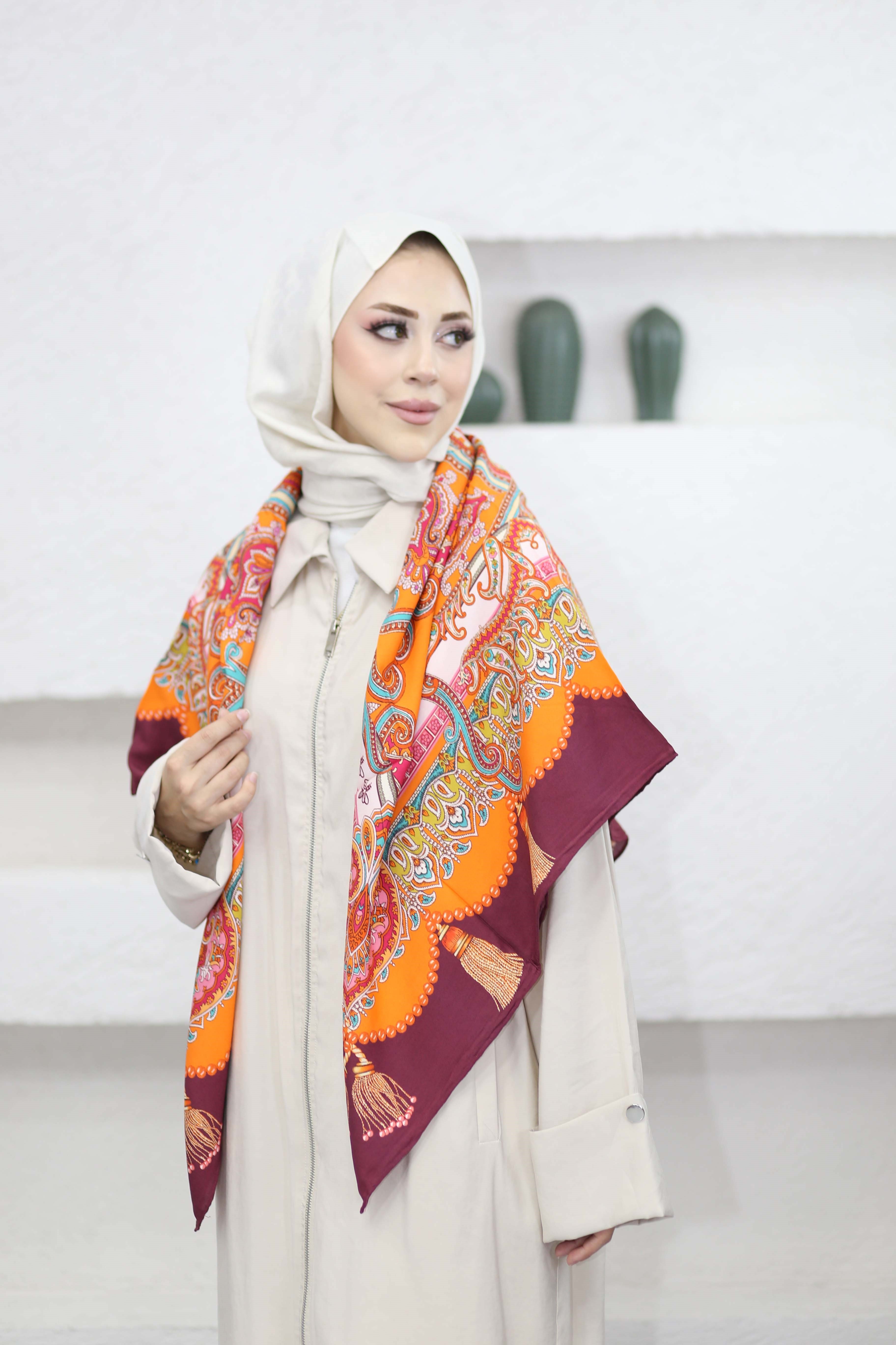 Amberia Premium Omuz Şalı Bordo 3136
