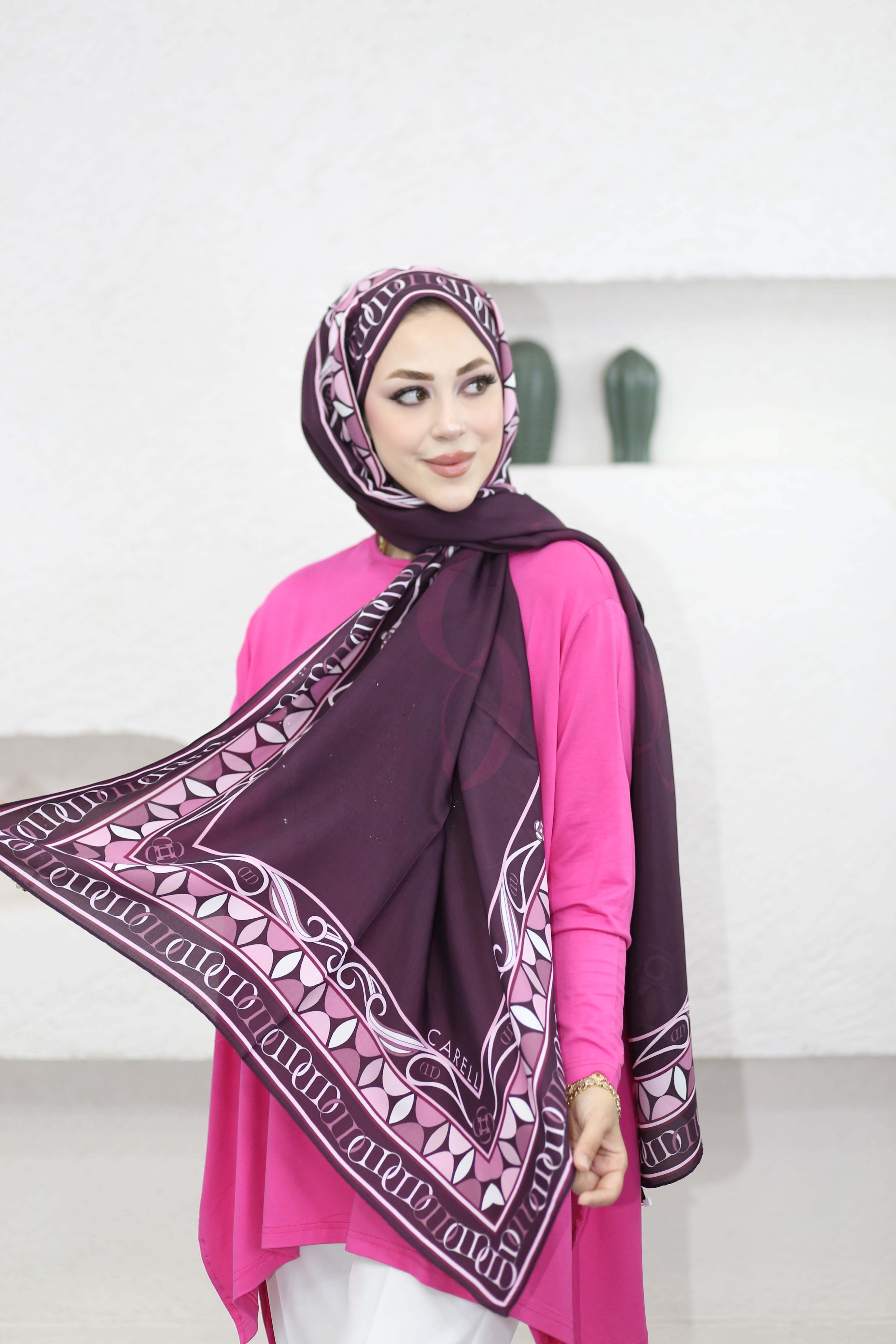 Sabrine Floş Şal Mürdüm 9938