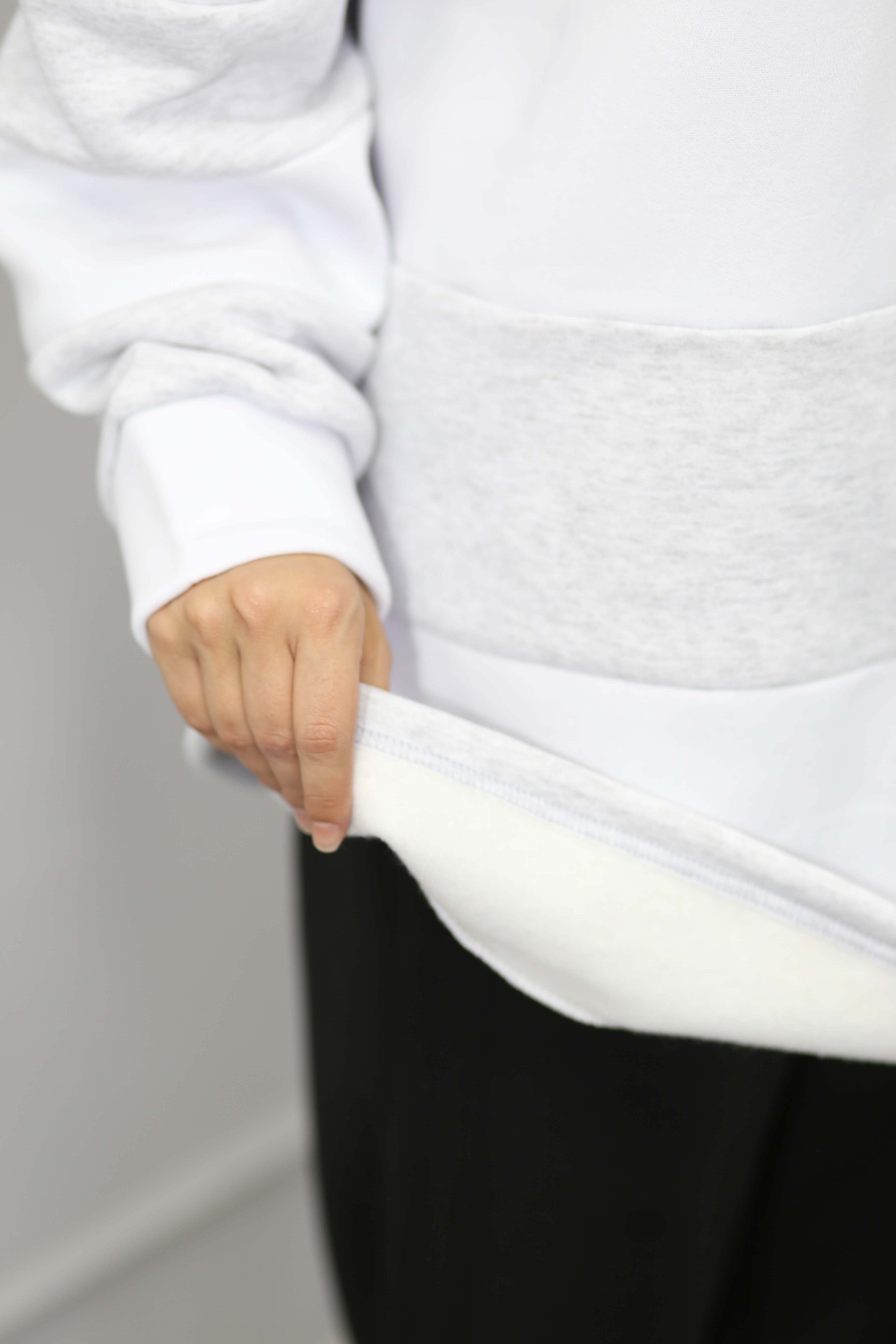 Çizgili Nakış Detaylı Sweat Gri 3534