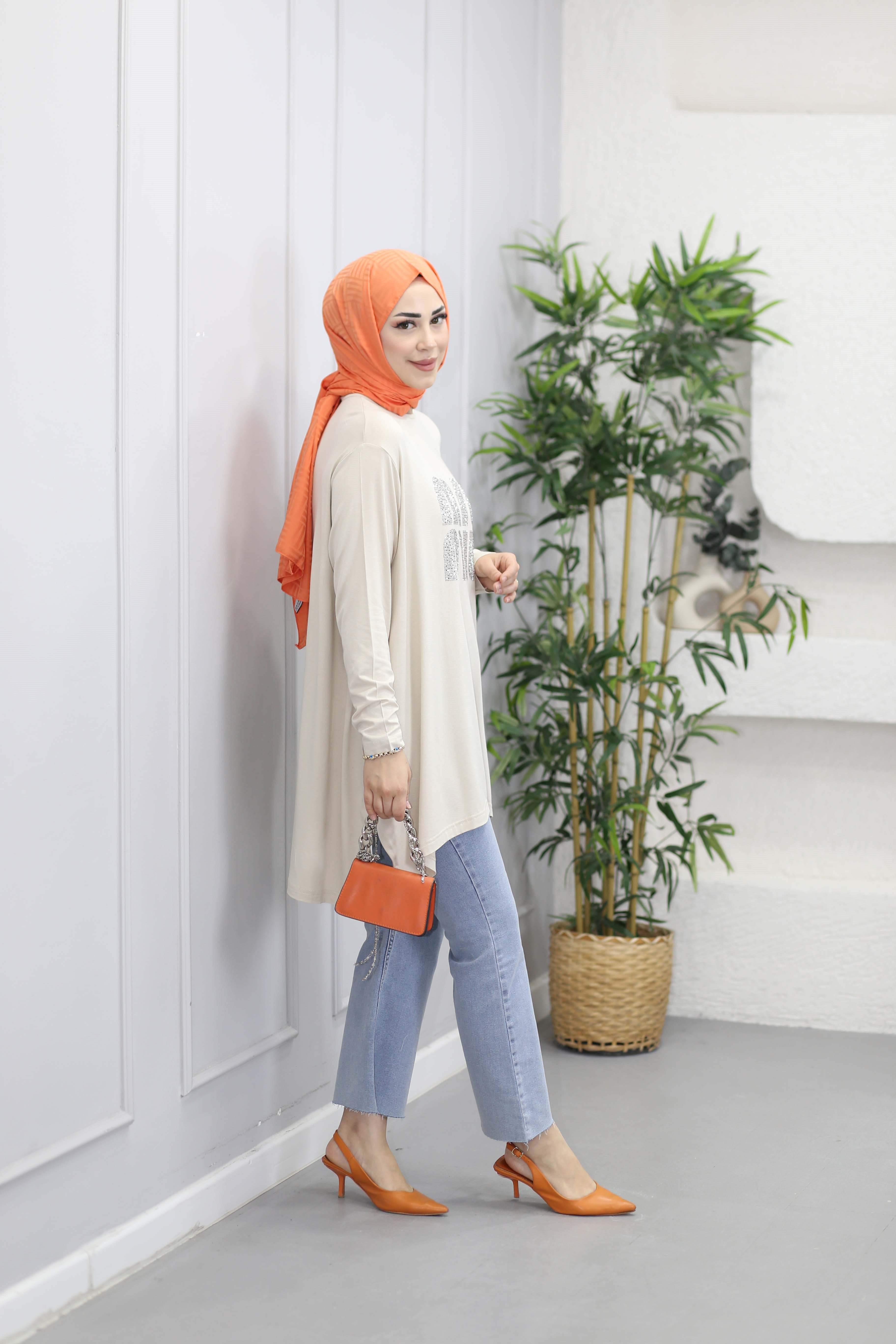 Mıu Taşlı Tunik Bej 24277