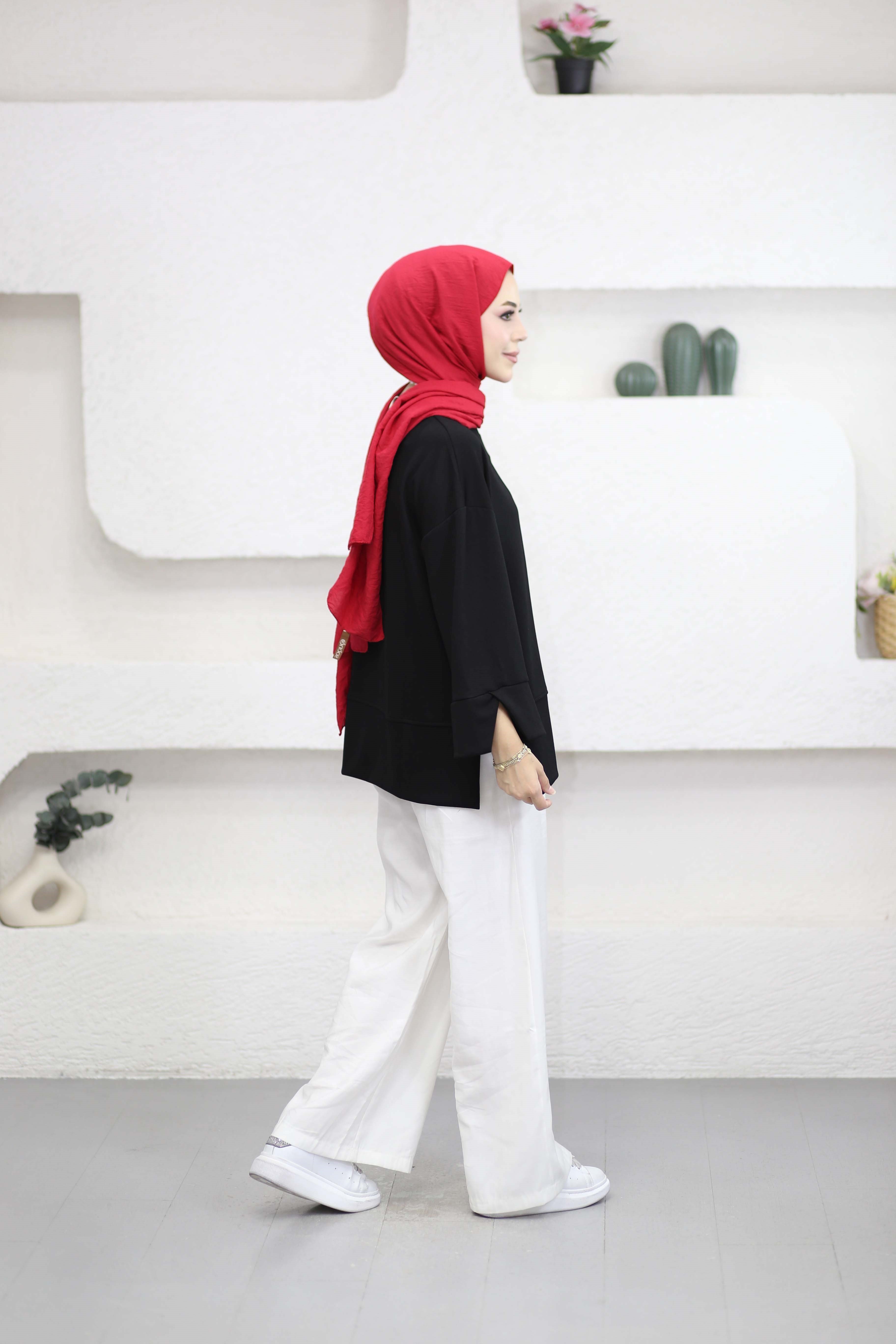 Yırtmaçlı Basıc Sweat Siyah 5023
