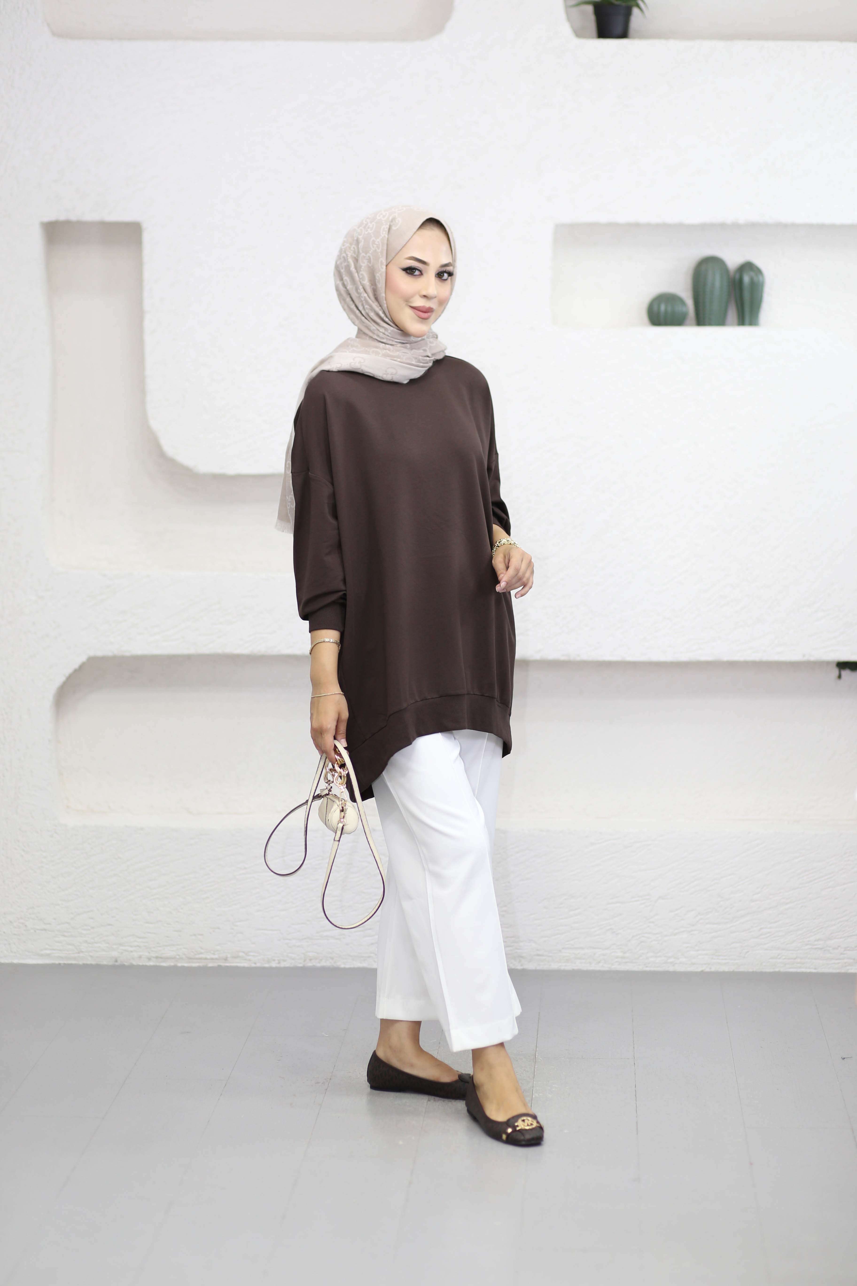 Oversize Sweat Kahverengi 2382