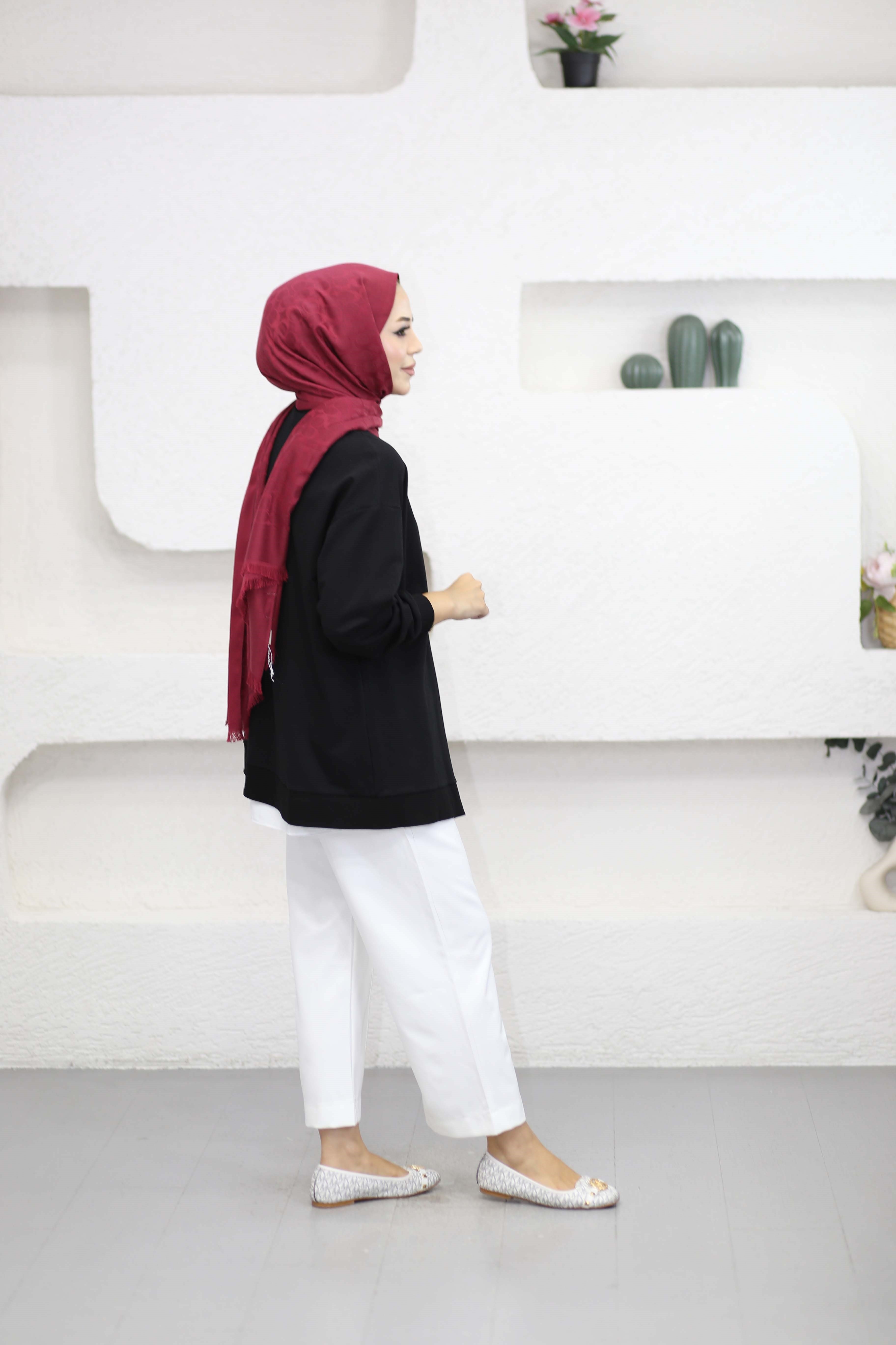 Çapraz Fermuarlı Sweat Siyah 10771