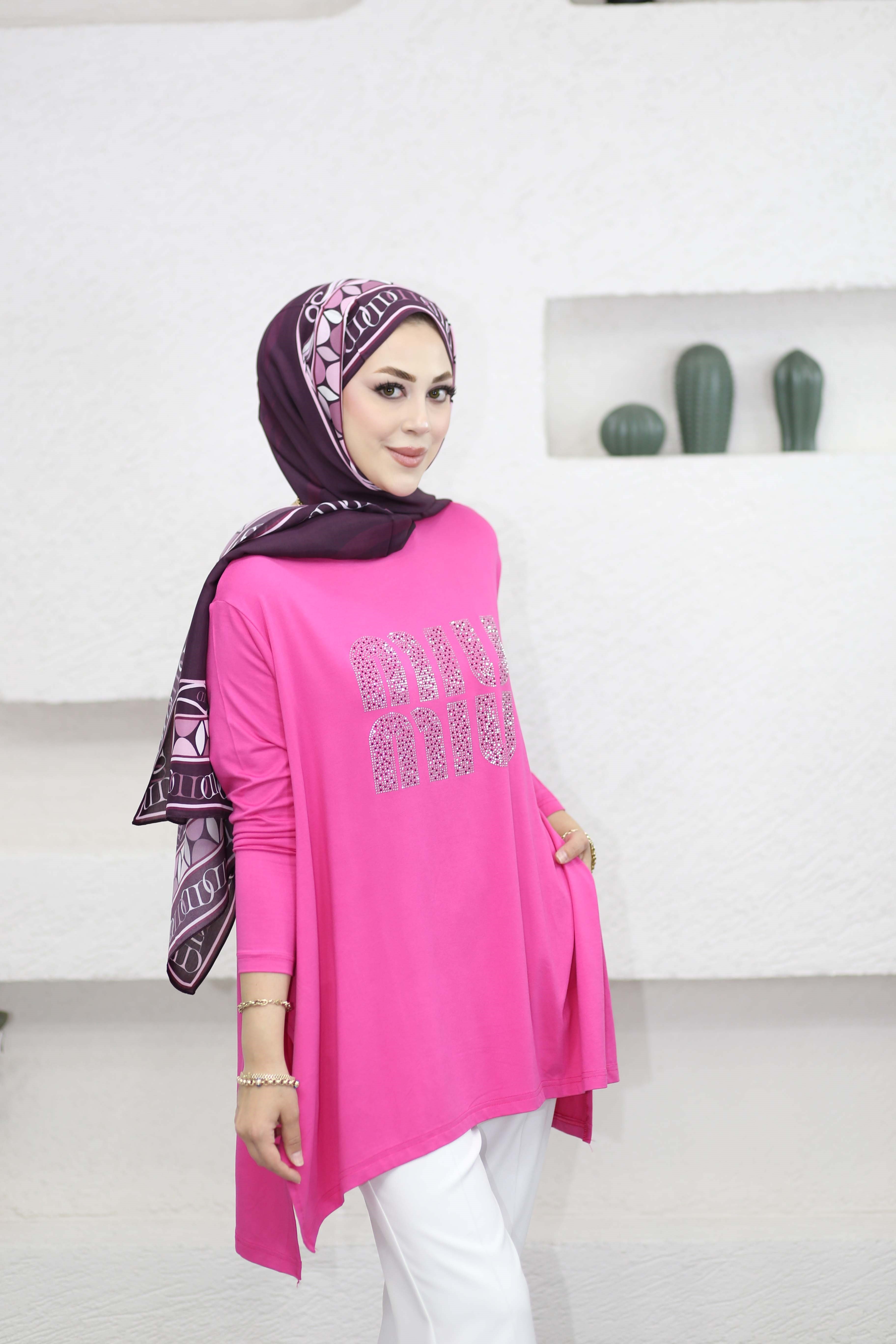 Mıu Taşlı Tunik Fuşya 24277