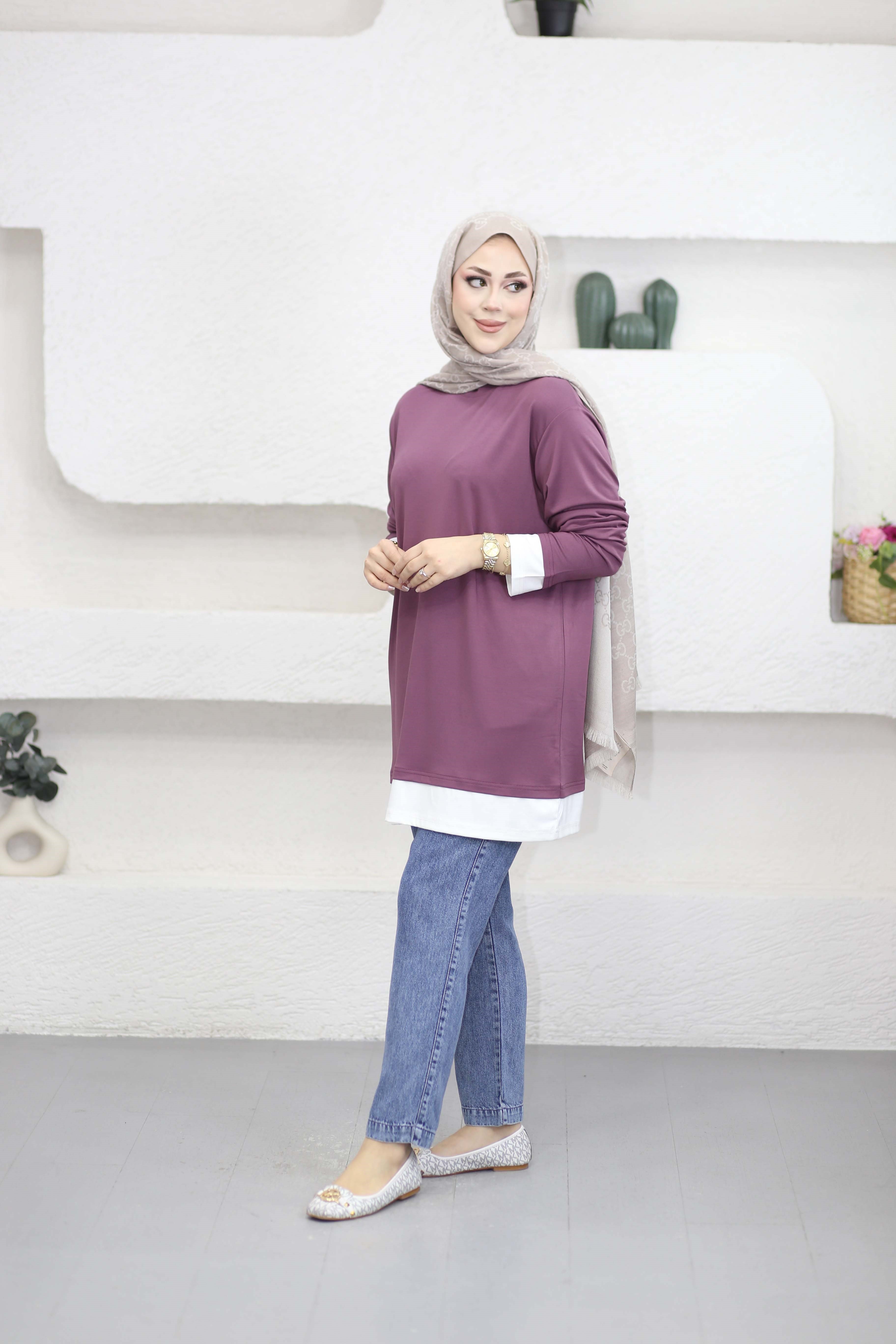 Basıc Penye Tunik Mürdüm 6447
